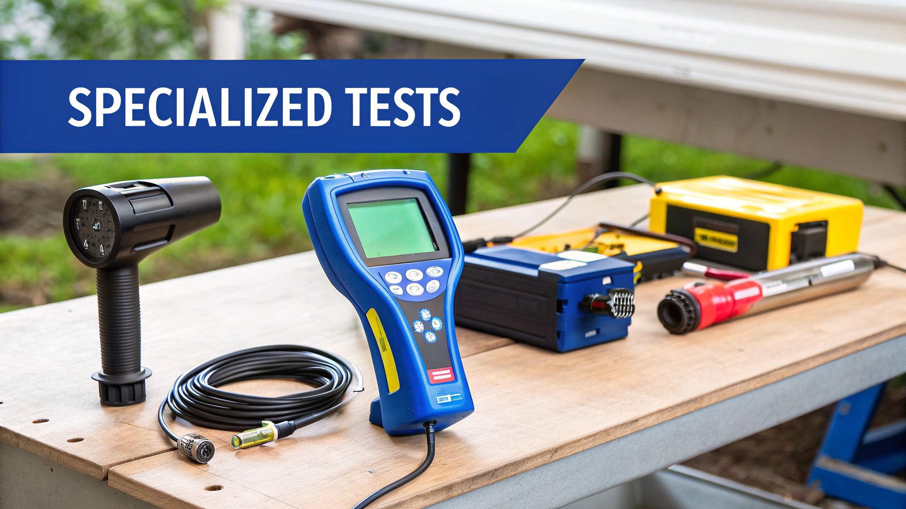 A home inspector examining pipes with a flashlight
