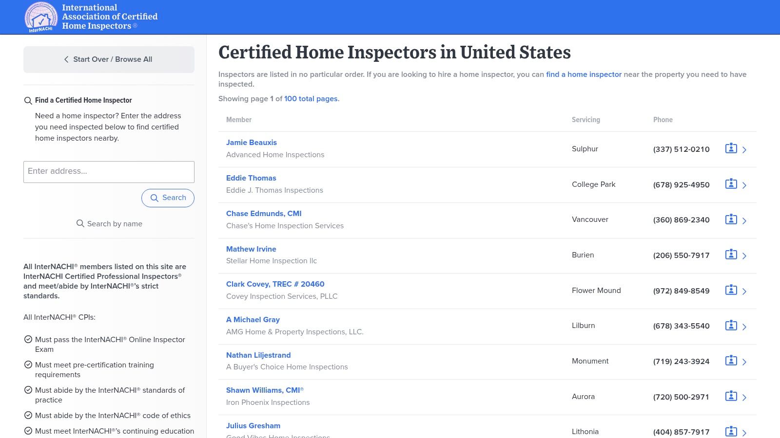 InterNACHI – Find a Certified Home Inspector