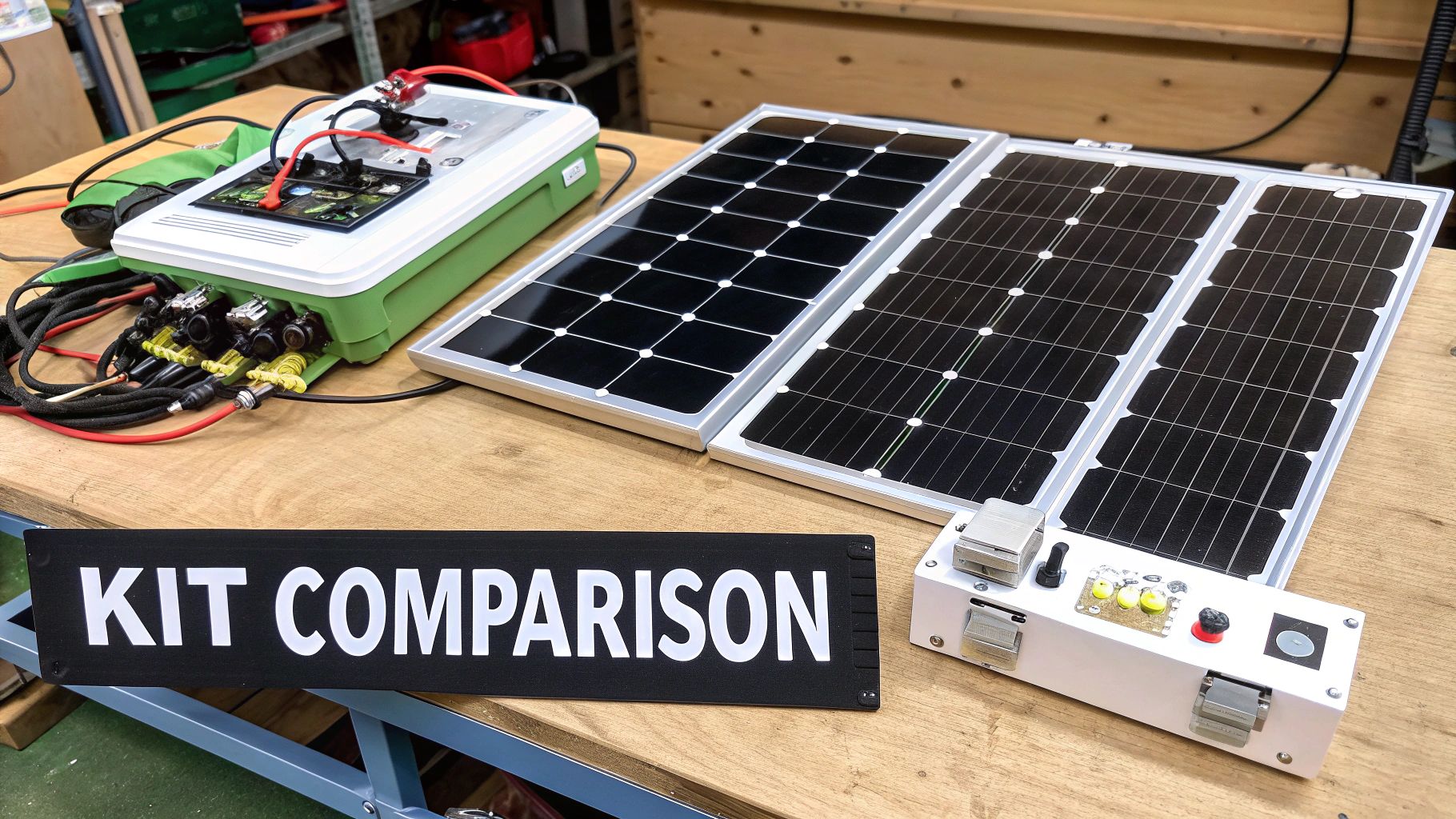 A technician installing an off-grid solar system in a remote, scenic location.