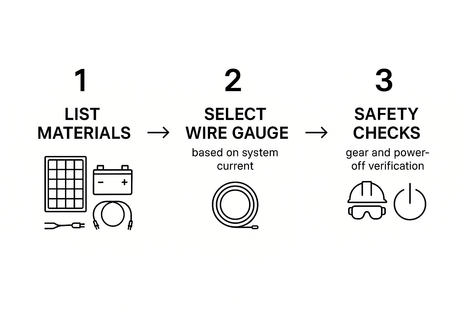 Infographic about how to hook up solar panels to batteries