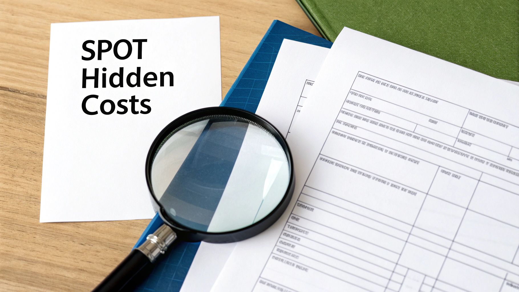 A magnifying glass hovering over a dollar sign, symbolizing the search for hidden costs and incentives in solar quotes.