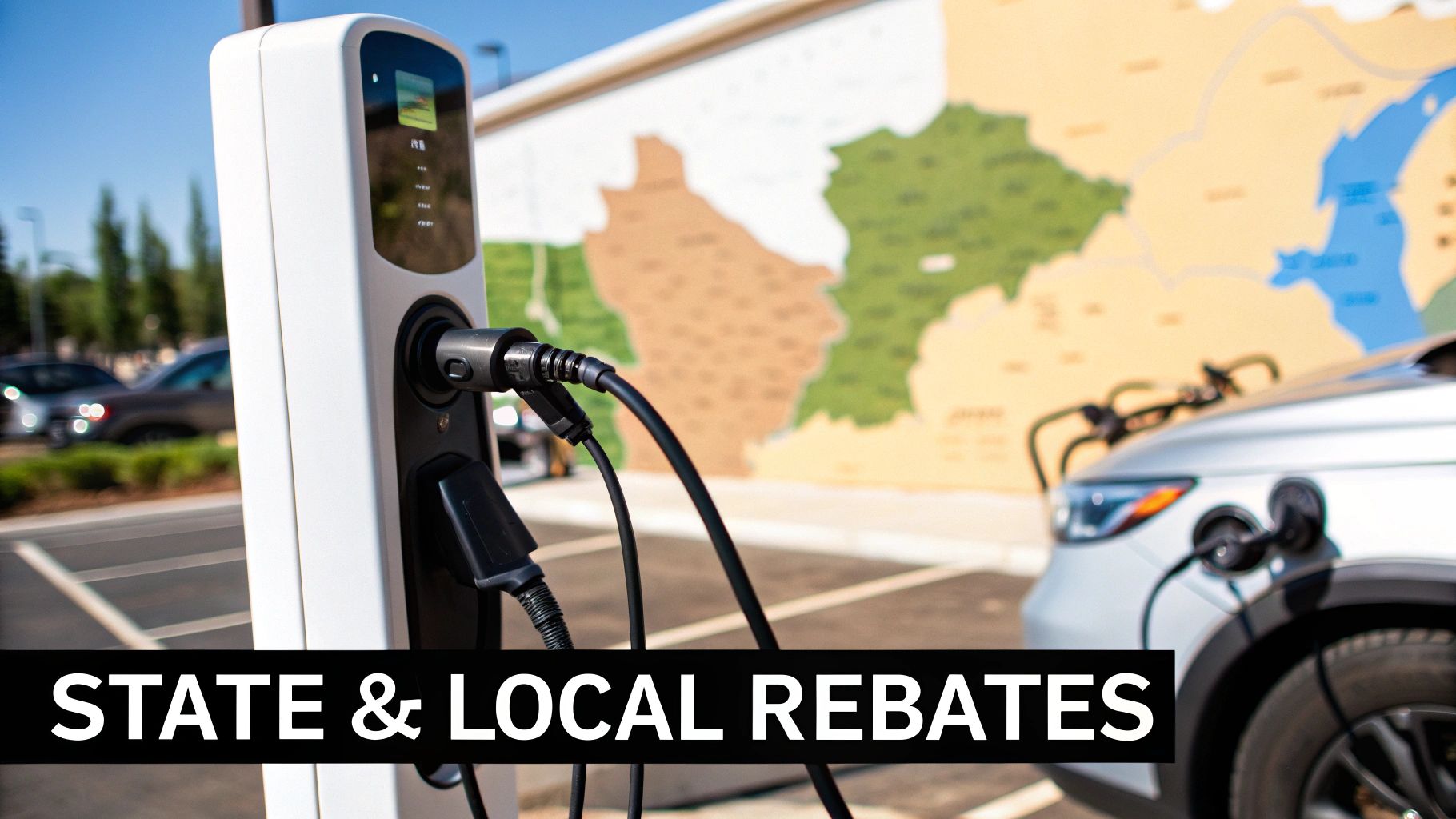 Map of the United States highlighting states with strong EV charging incentive programs.