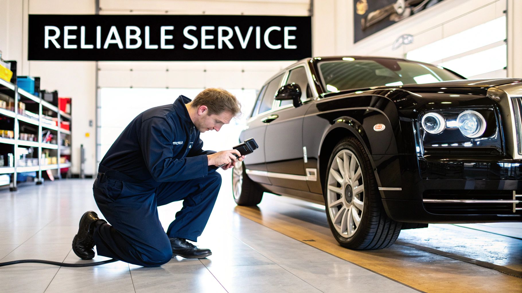Person looking stressed at their phone about car service