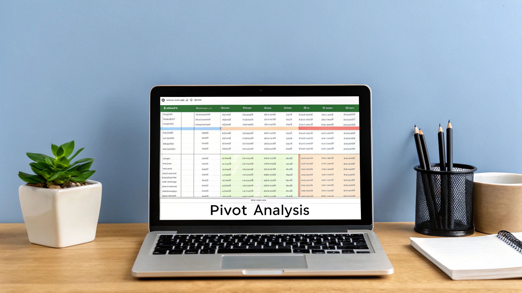 A magnifying glass hovering over a spreadsheet, symbolizing the process of cleaning and organizing data for Excel data analysis.