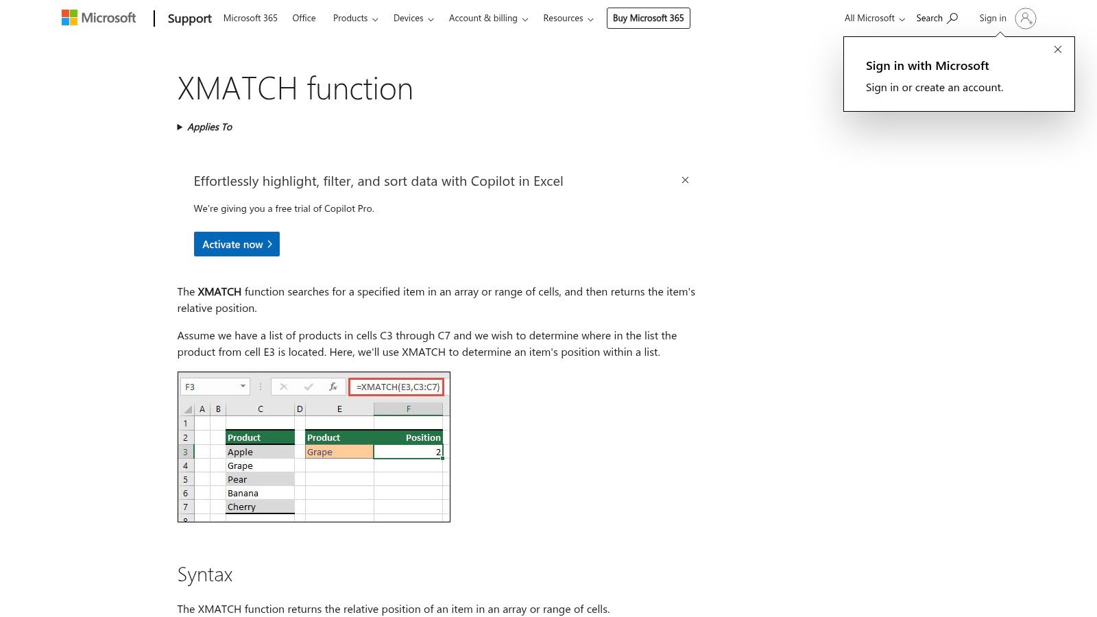 XMATCH Function