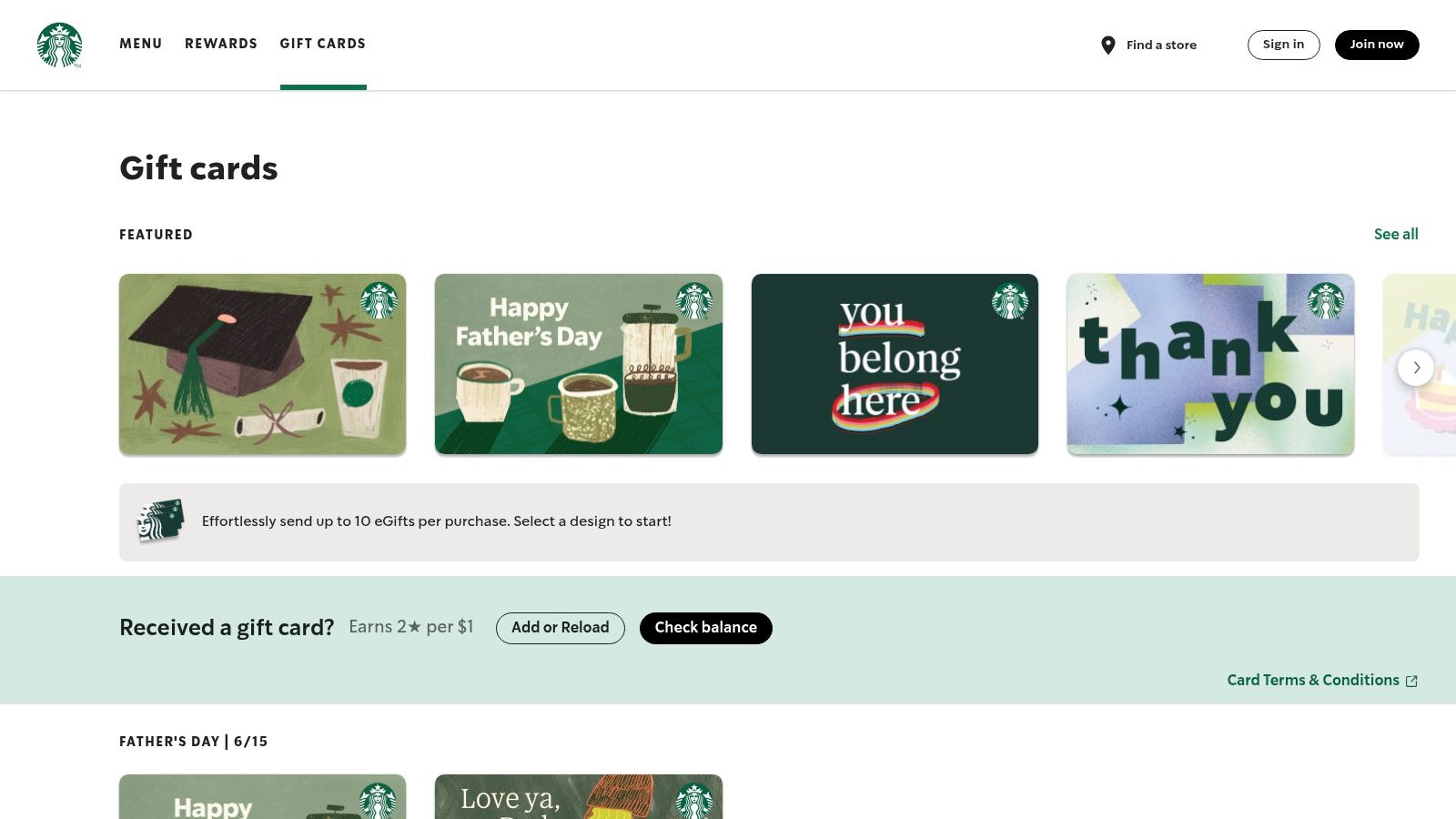 Starbucks Gift Card
