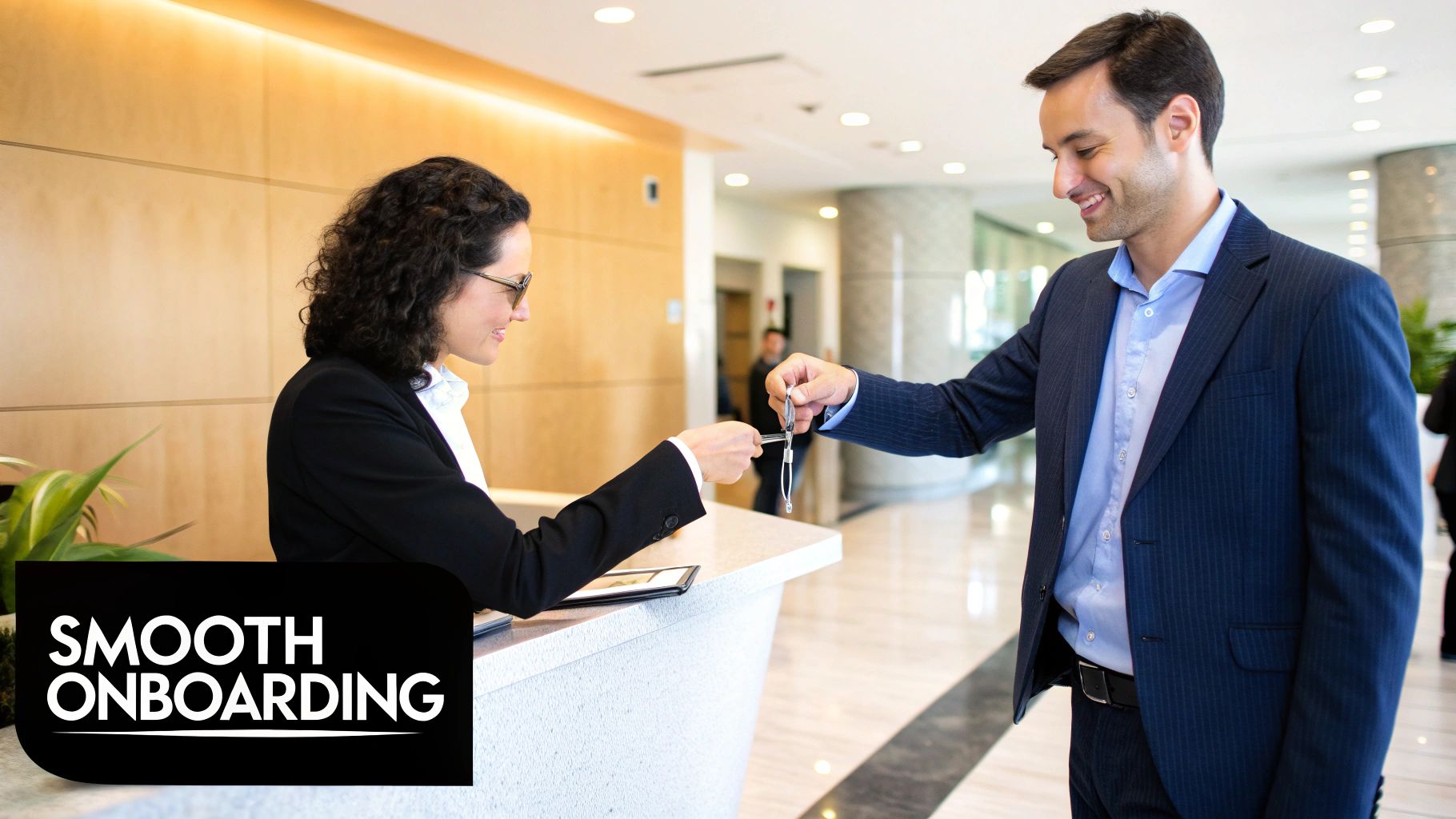 A person signing a contract with a pen, representing the final decision in hiring a property manager.