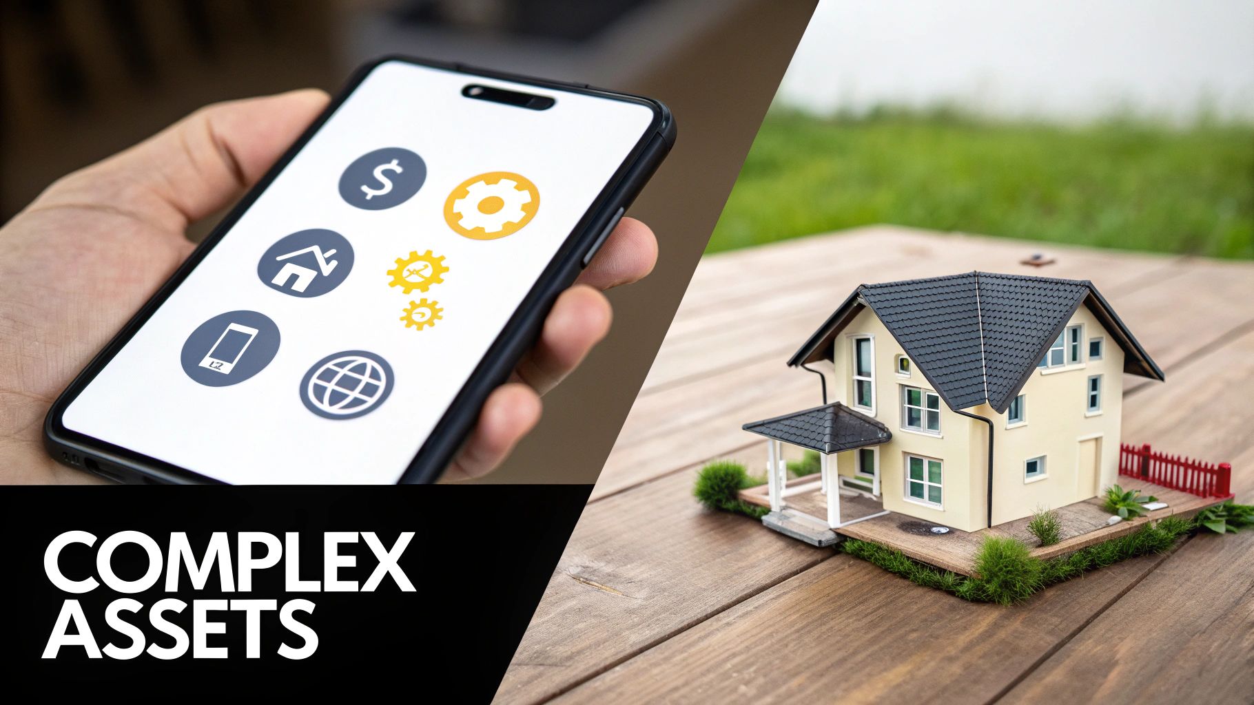 Man reviewing digital assets and property documents for his estate plan