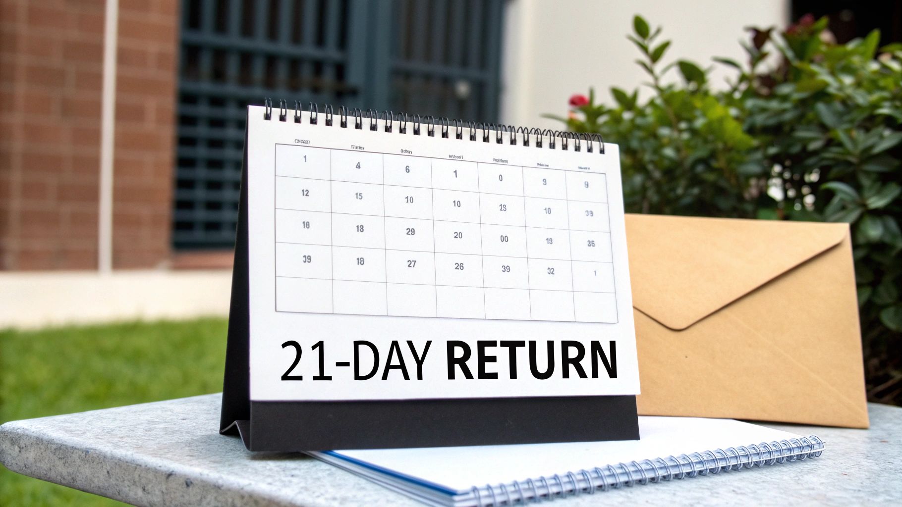 A calendar page with the number 21 circled, symbolizing the security deposit return deadline.