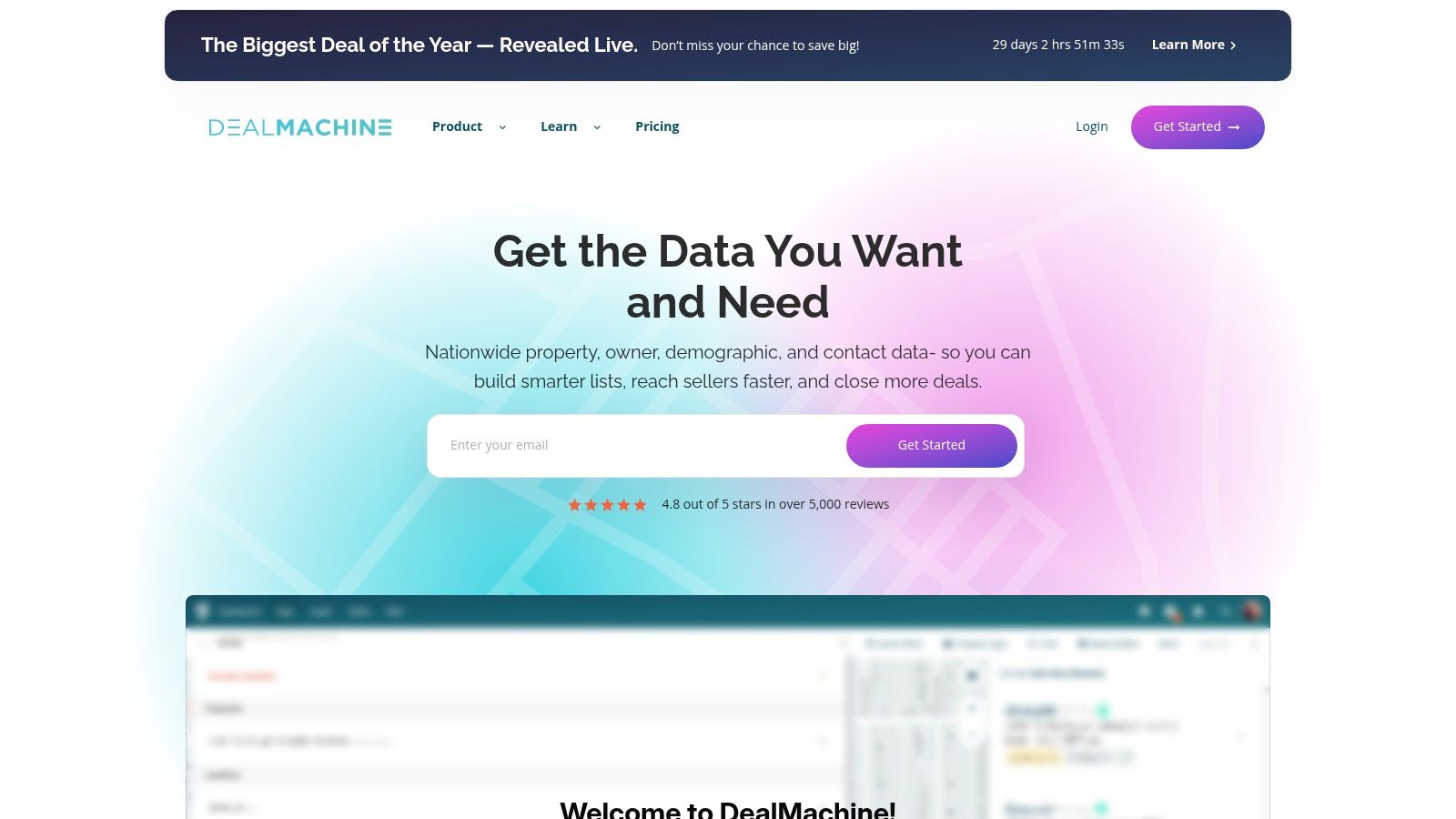 DealMachine mobile interface showing property details and lead management tools for real estate investors.