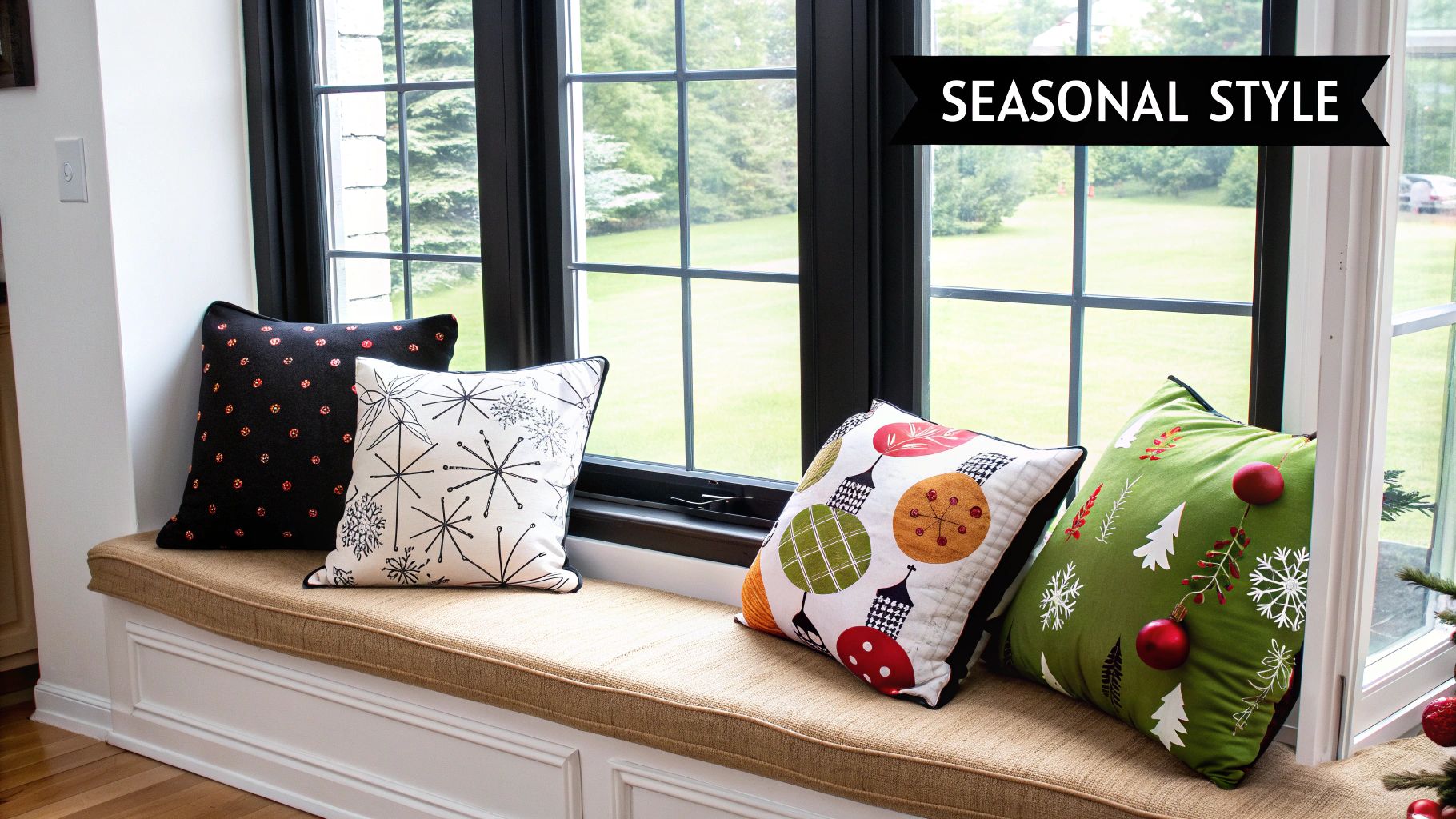 Cushions arranged for different uses