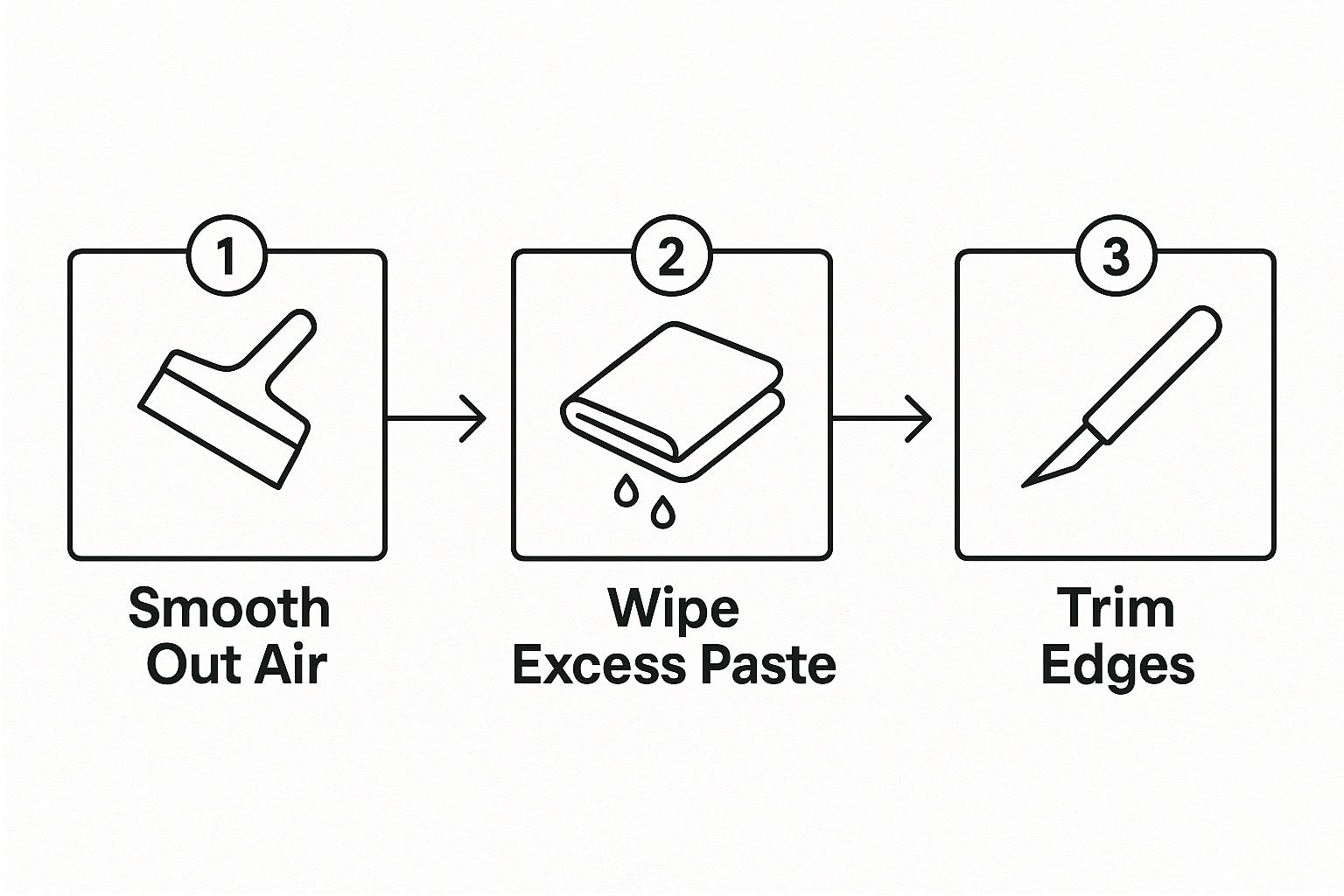Infographic about how to apply removable wallpaper