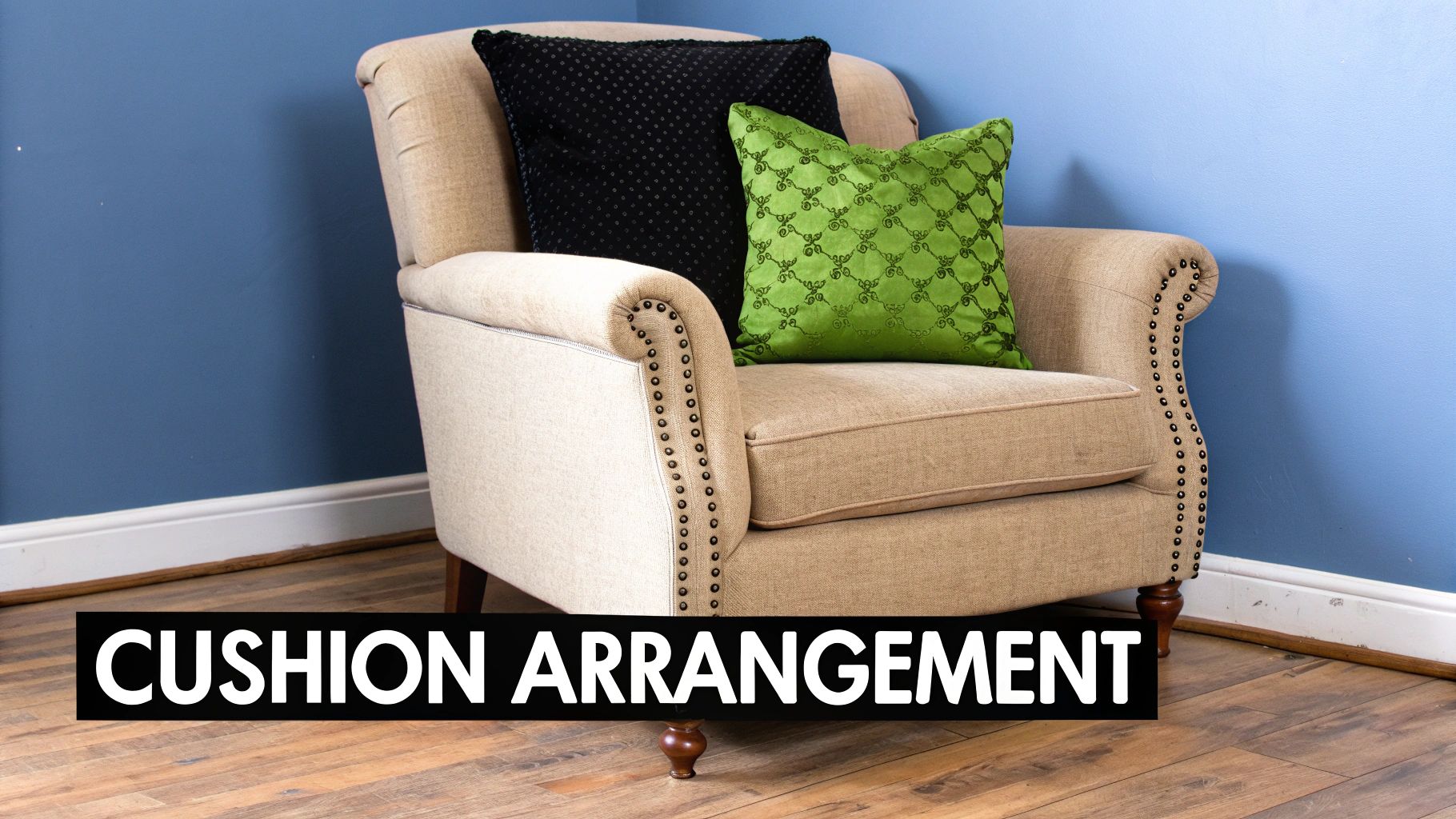 Cushions arranged on a sofa