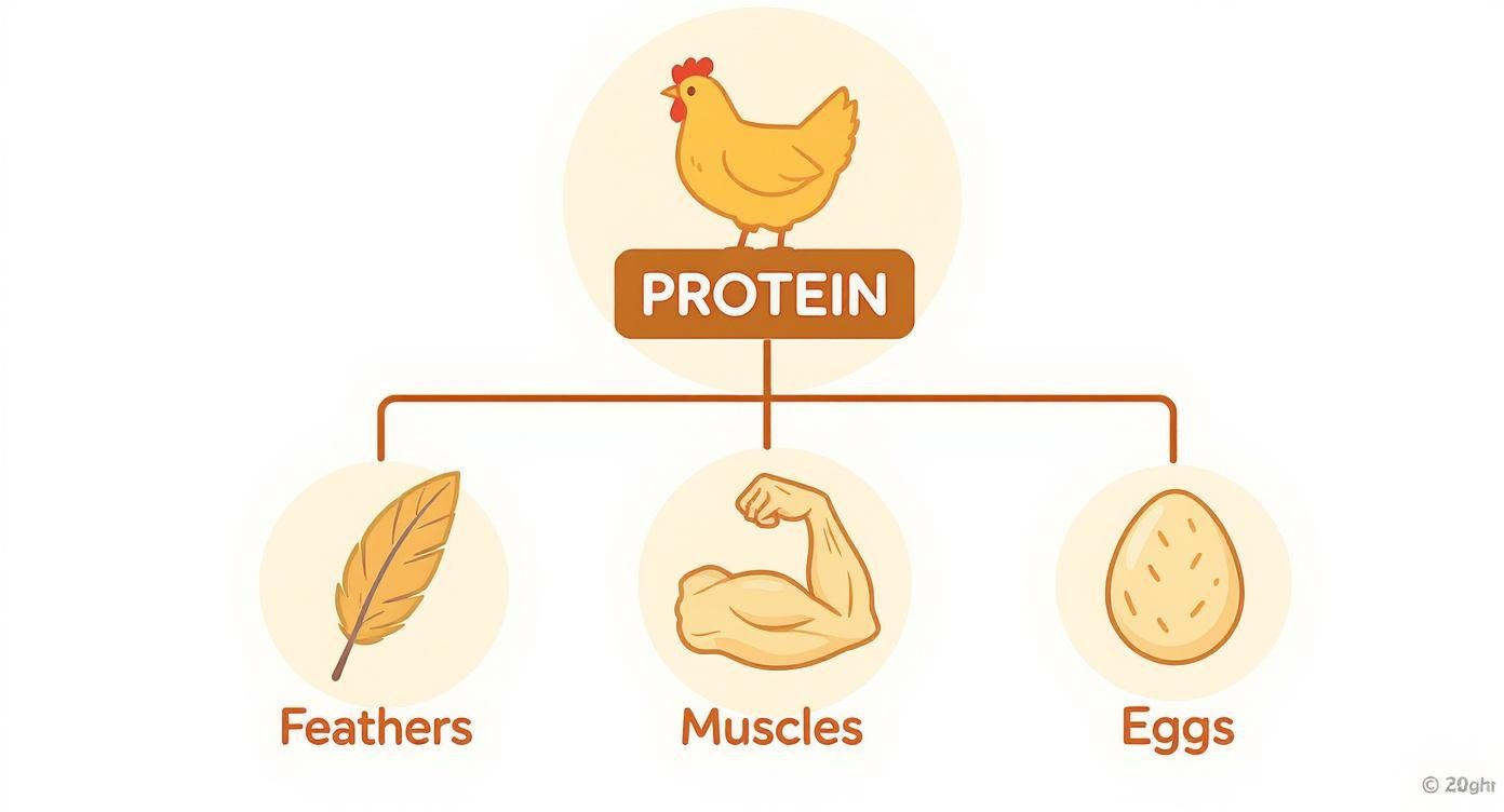 Infographic about high protein foods for chickens