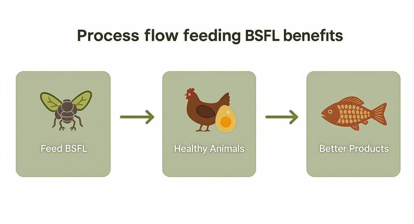 Infographic about dried black soldier fly larvae