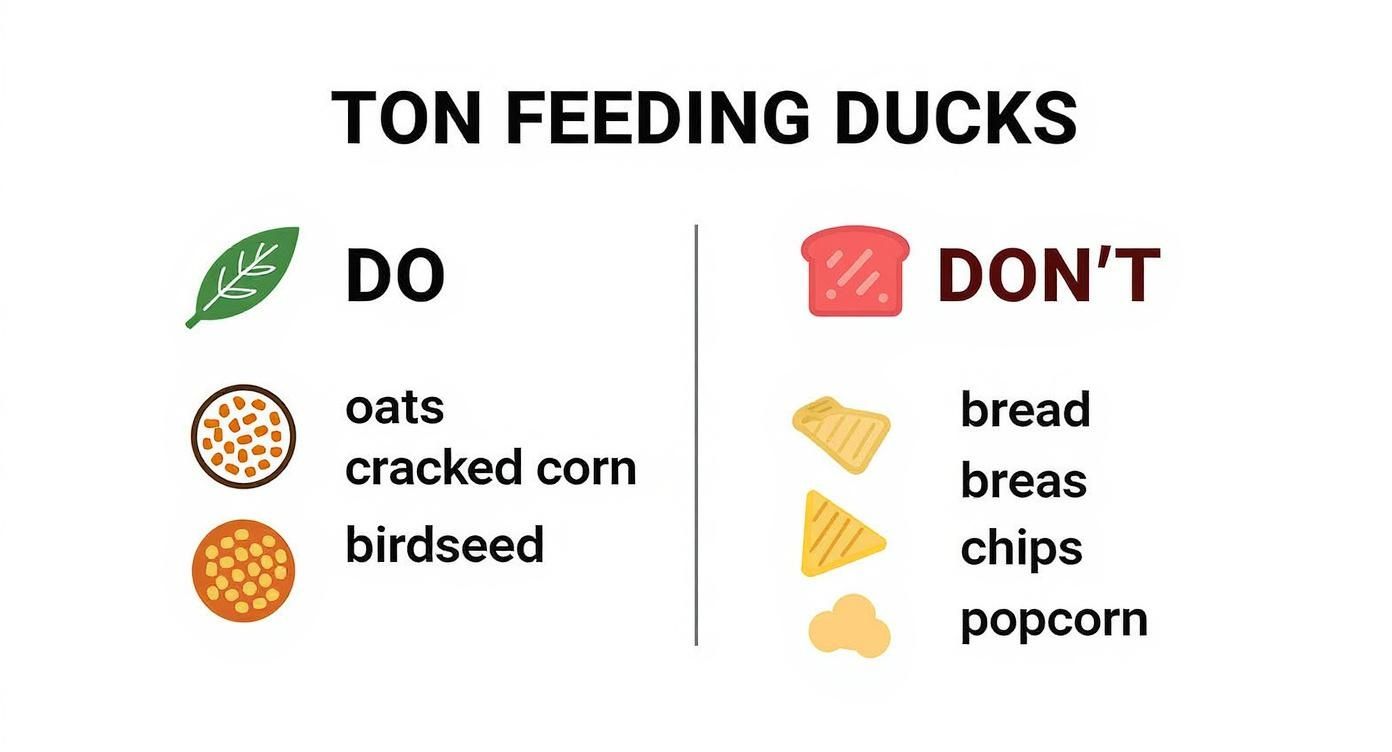 Infographic about how to feed ducks