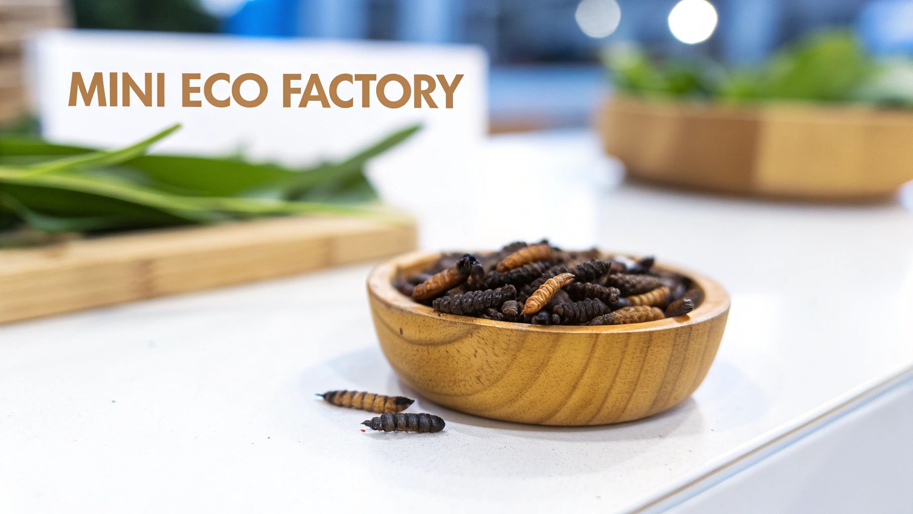 A close-up of dried black soldier fly larvae in a scoop, showcasing their texture and color