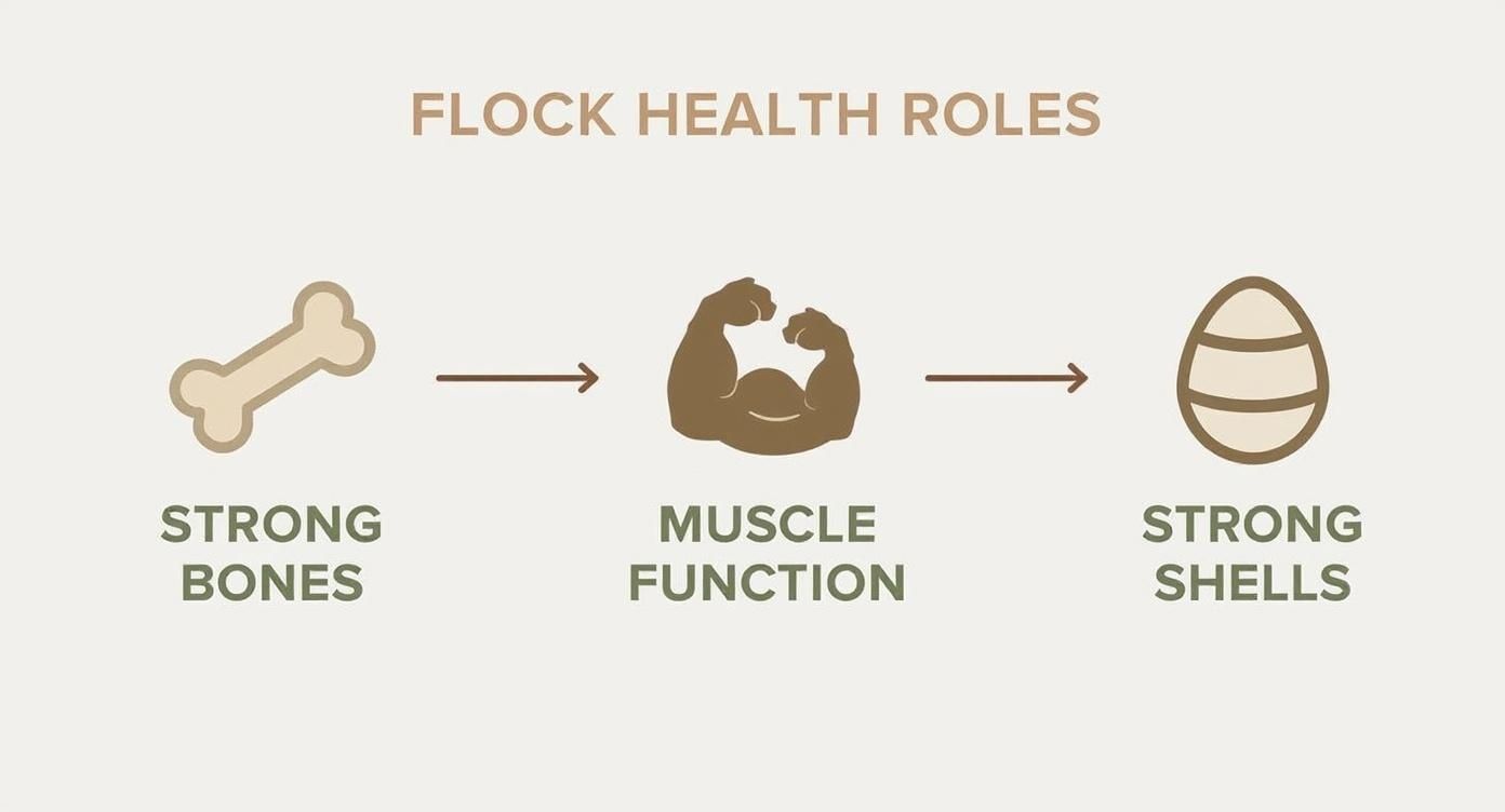 Infographic about chicken feed with calcium