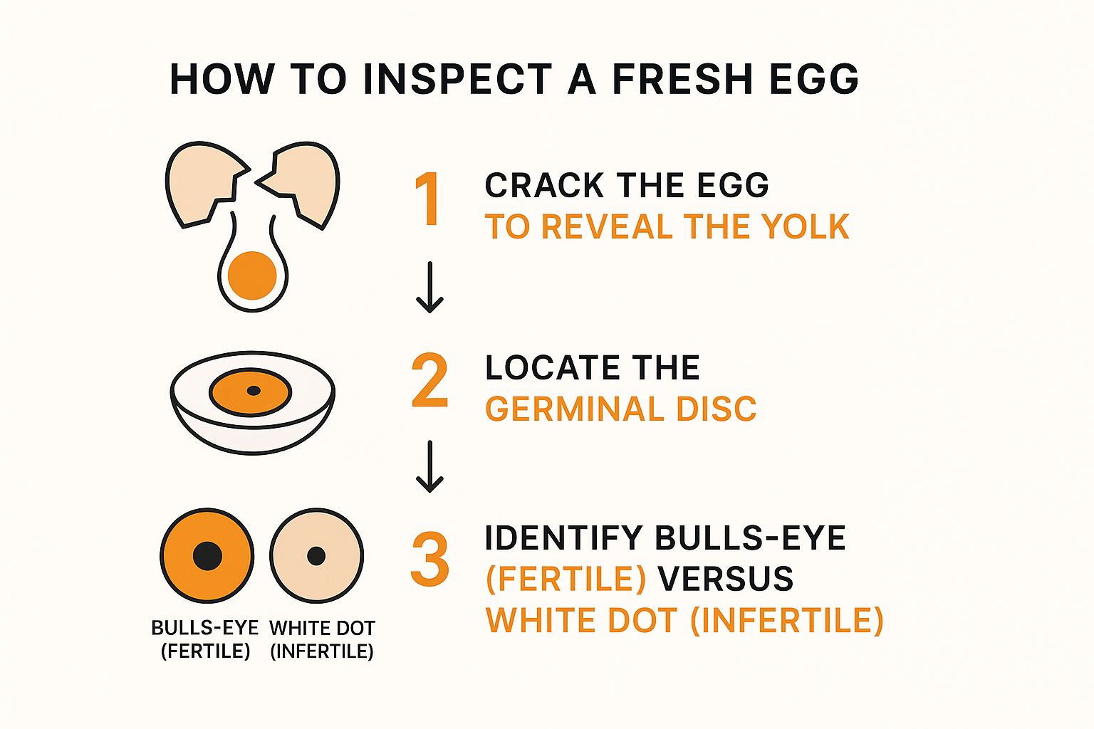 Infographic about how to check if chicken eggs are fertilized