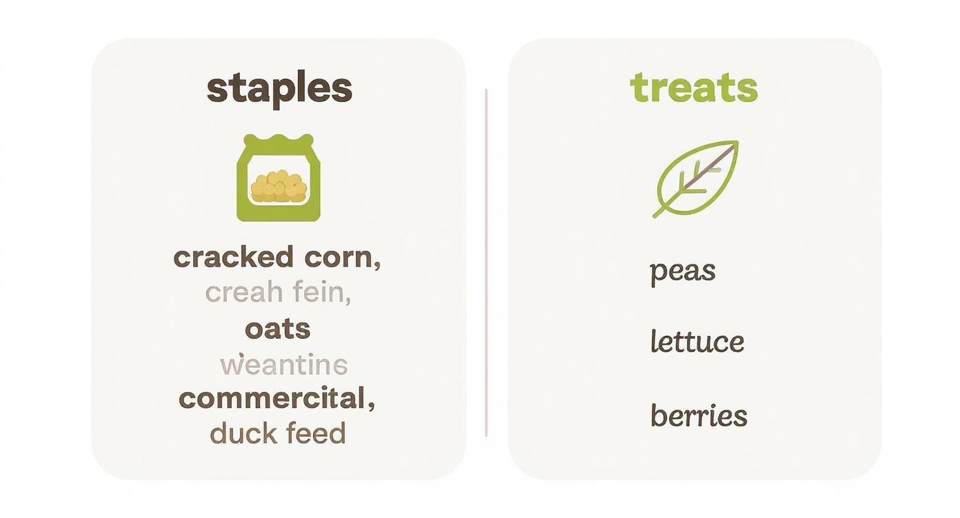 Infographic about what to feed ducks