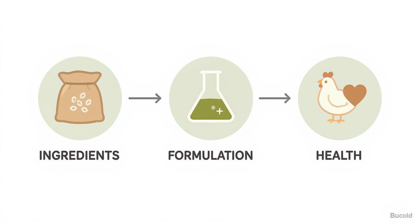 Infographic about chicken feed types