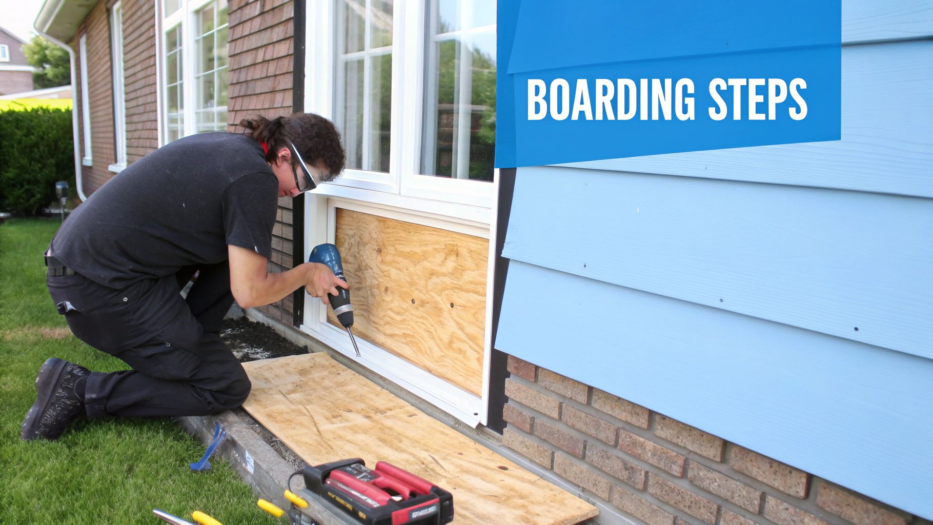 Measuring a window for boarding up