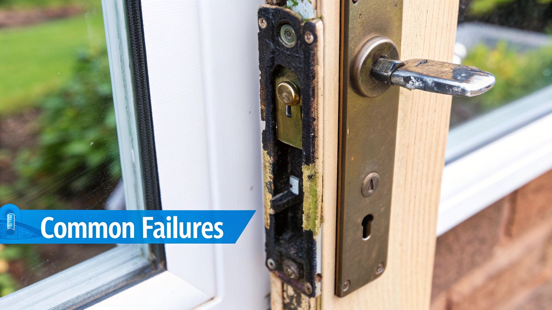 A collection of various door furniture, including handles, locks, and knobs.