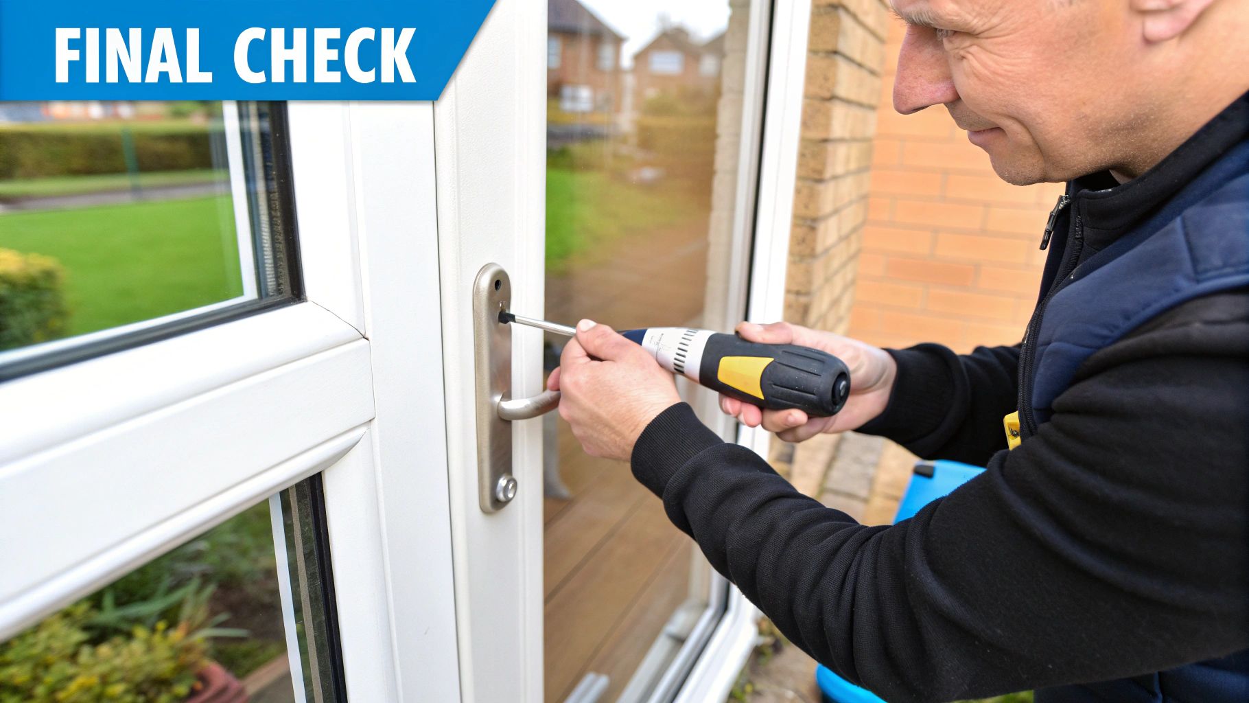 A locksmith van parked outside a residential property, symbolising professional service.