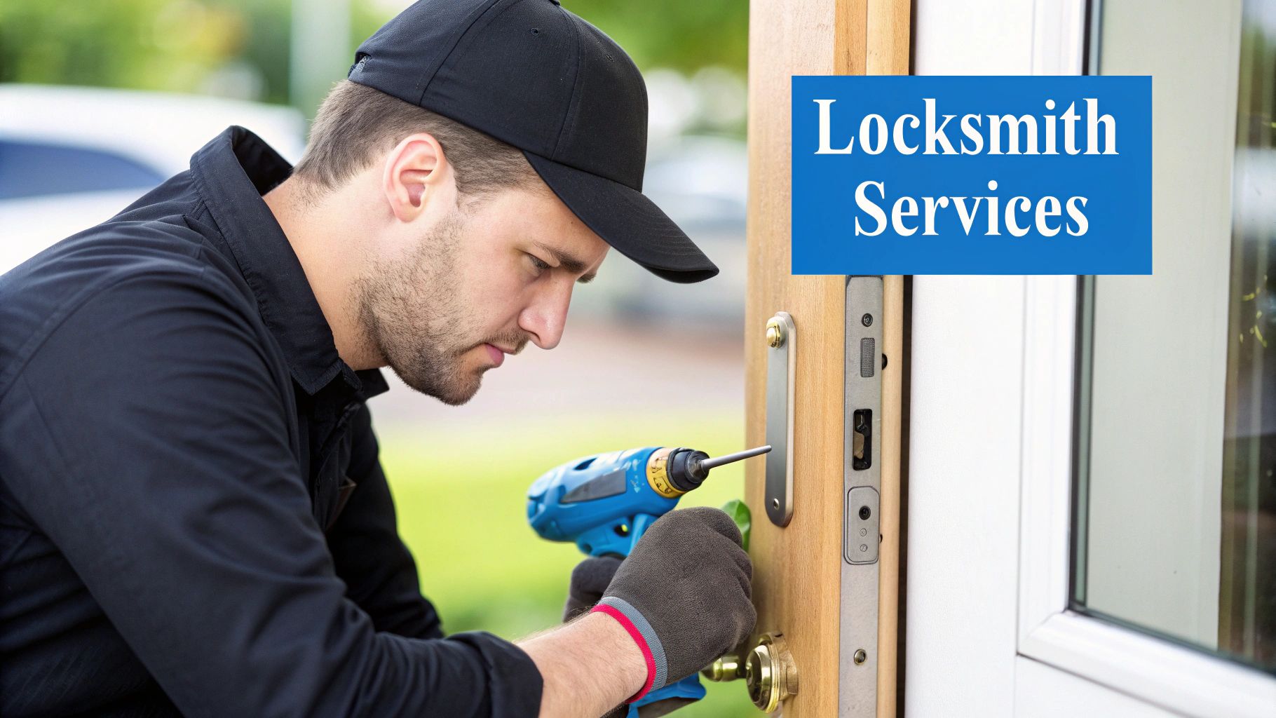 Locksmith working on a lock
