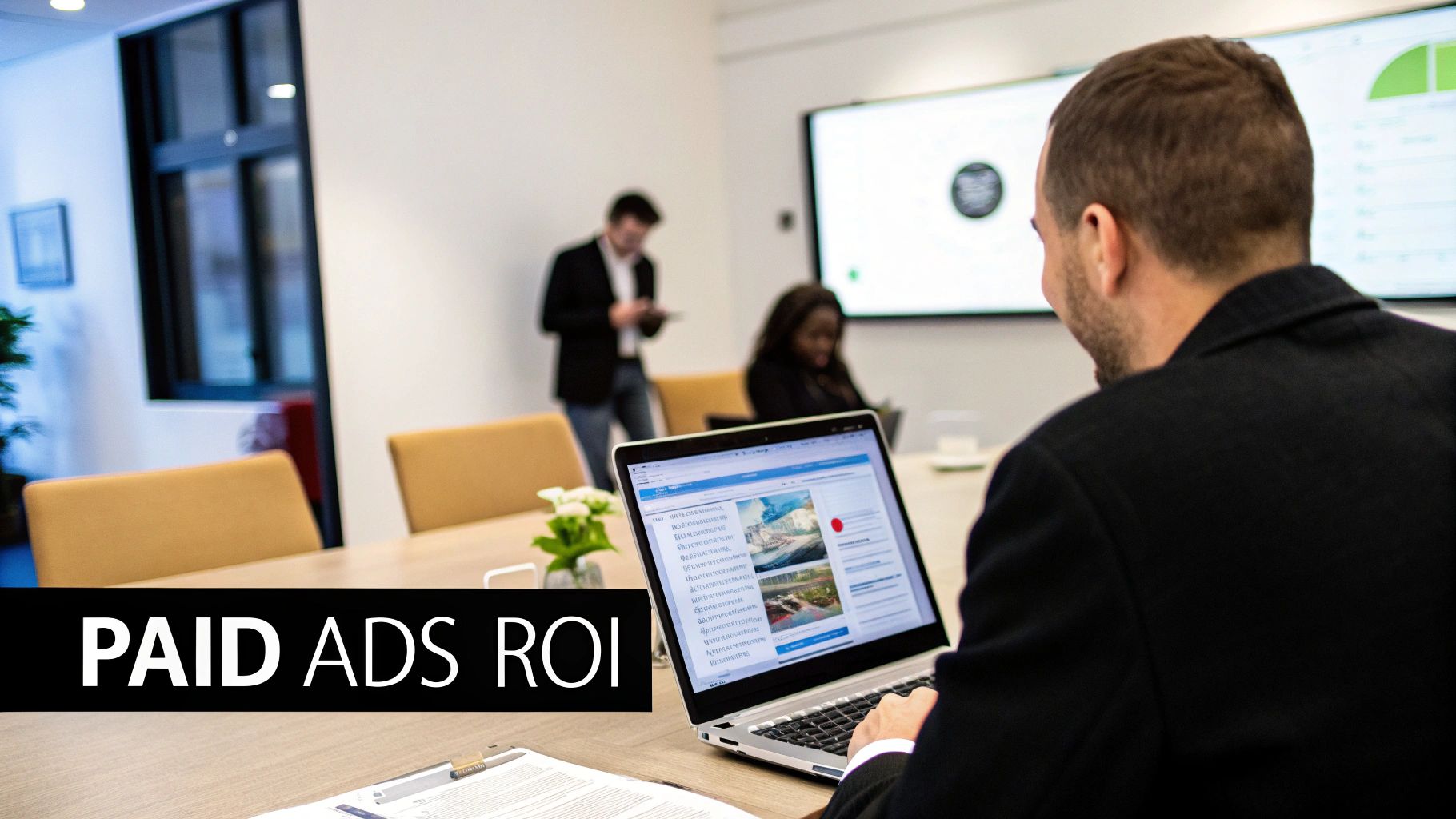 A close-up of a person's hand using a smartphone to tap on a paid search ad for a law firm, symbolizing immediate lead generation through digital advertising.