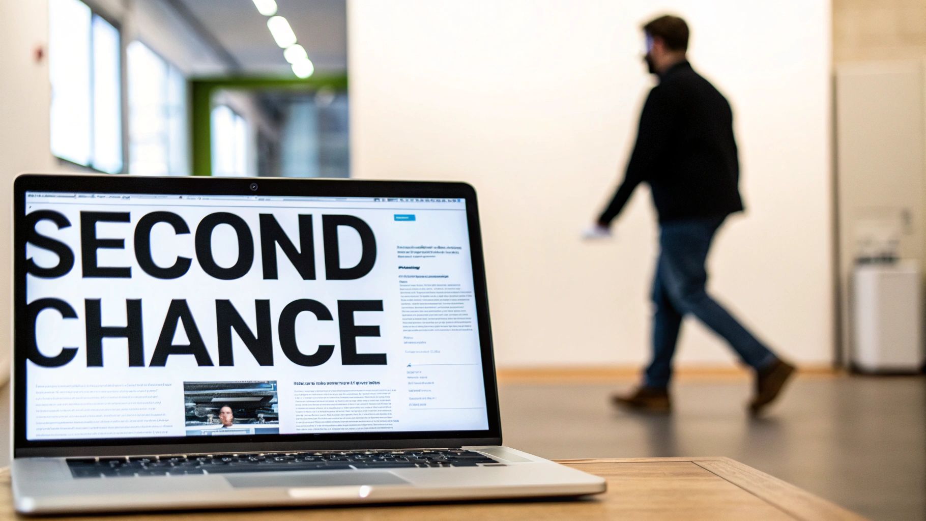 A person looking at a digital advertisement on a large screen in a modern setting, representing the concept of retargeting advertising.