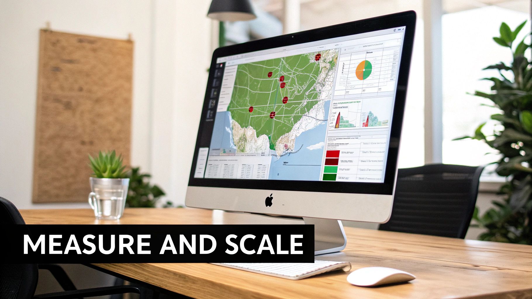 A heatmap showing Google Maps rankings across a city grid.