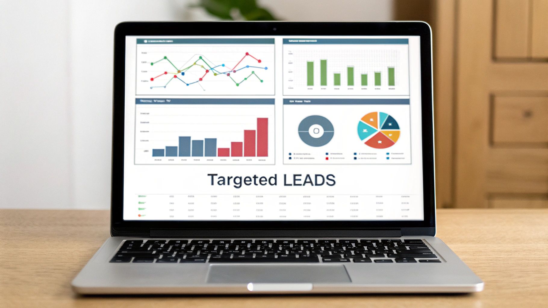 A professional analyzing digital advertising campaign data on a large screen in a modern office.