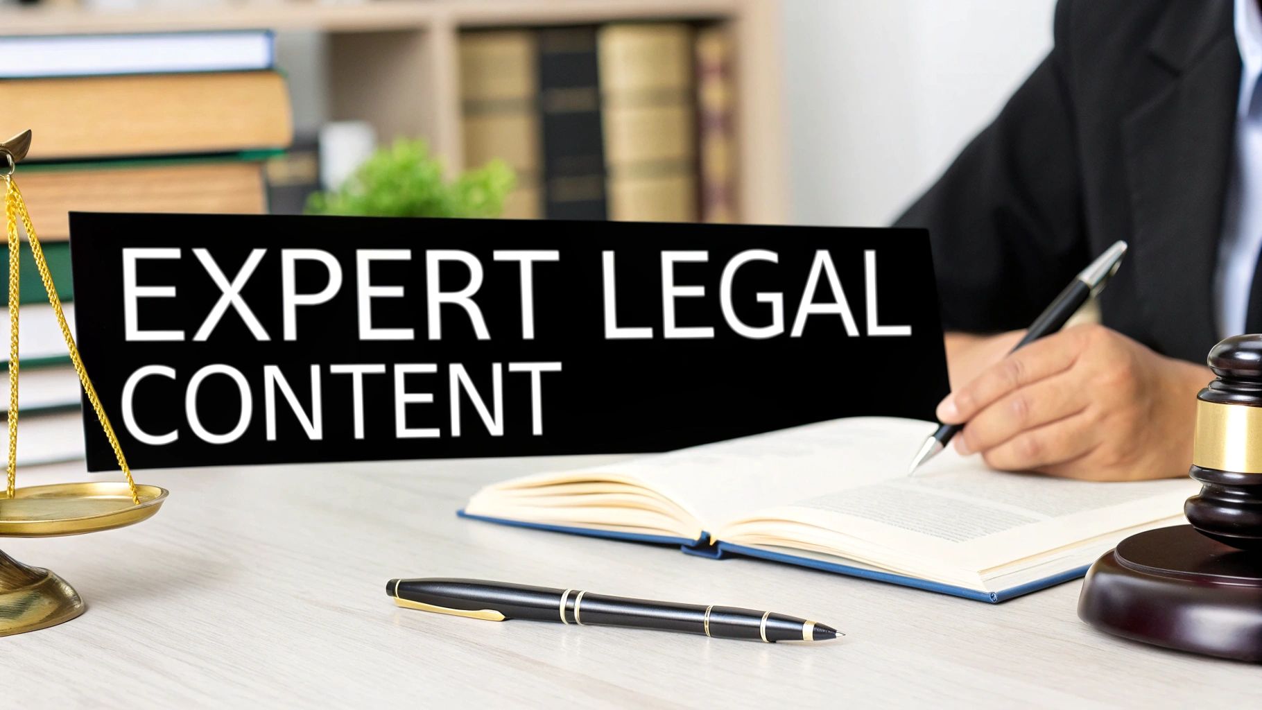 Lawyer reviewing content on a laptop to build trust with potential clients