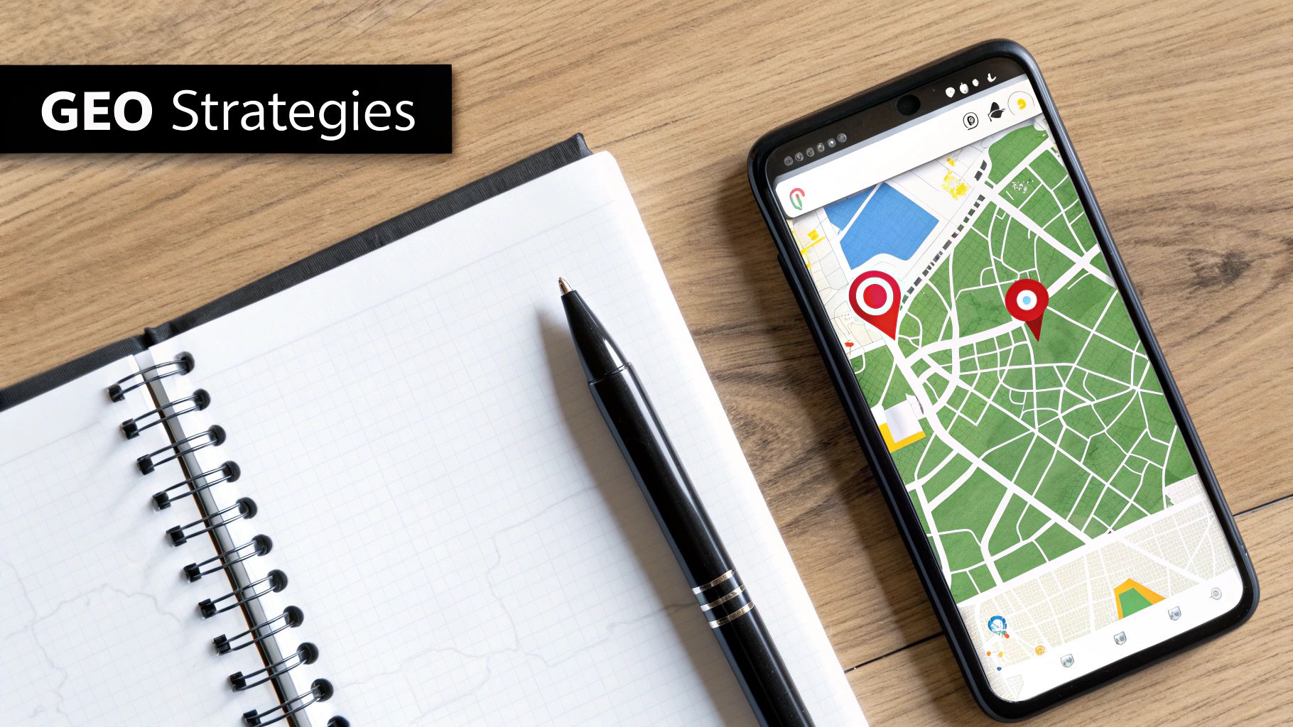 Three smartphones showing location-based marketing messages