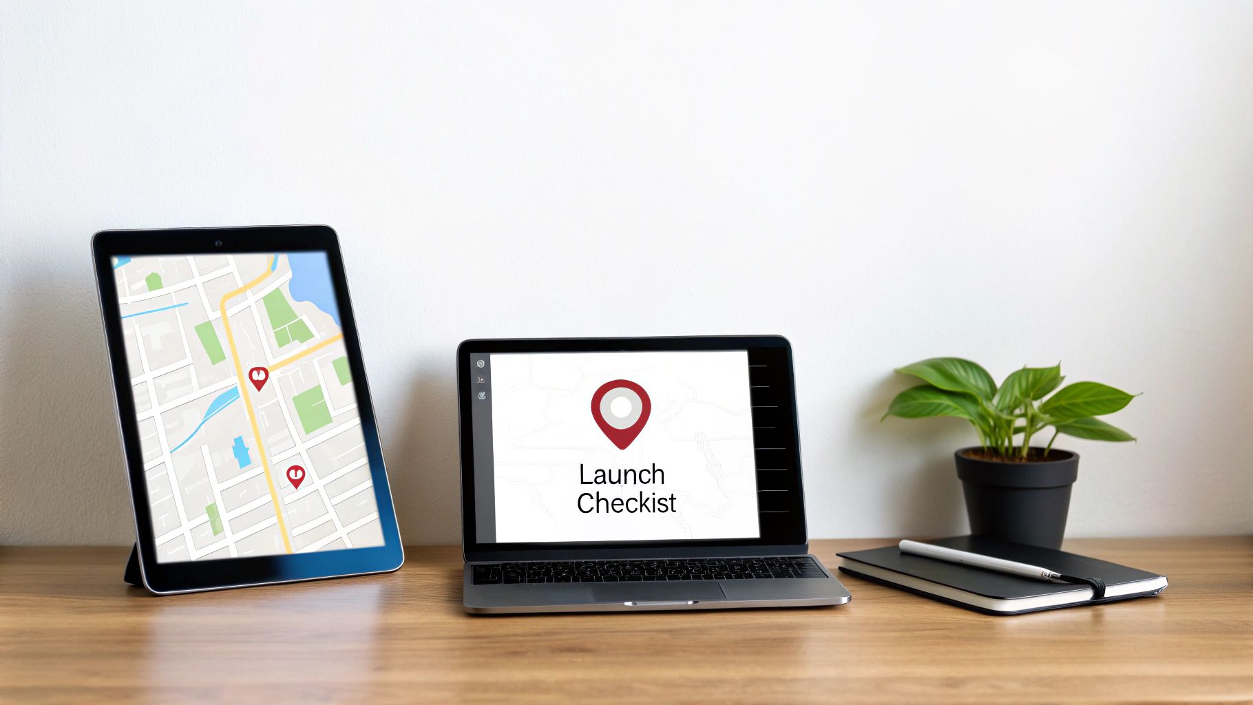 A person working on a laptop with a location-based marketing campaign dashboard displayed on the screen.