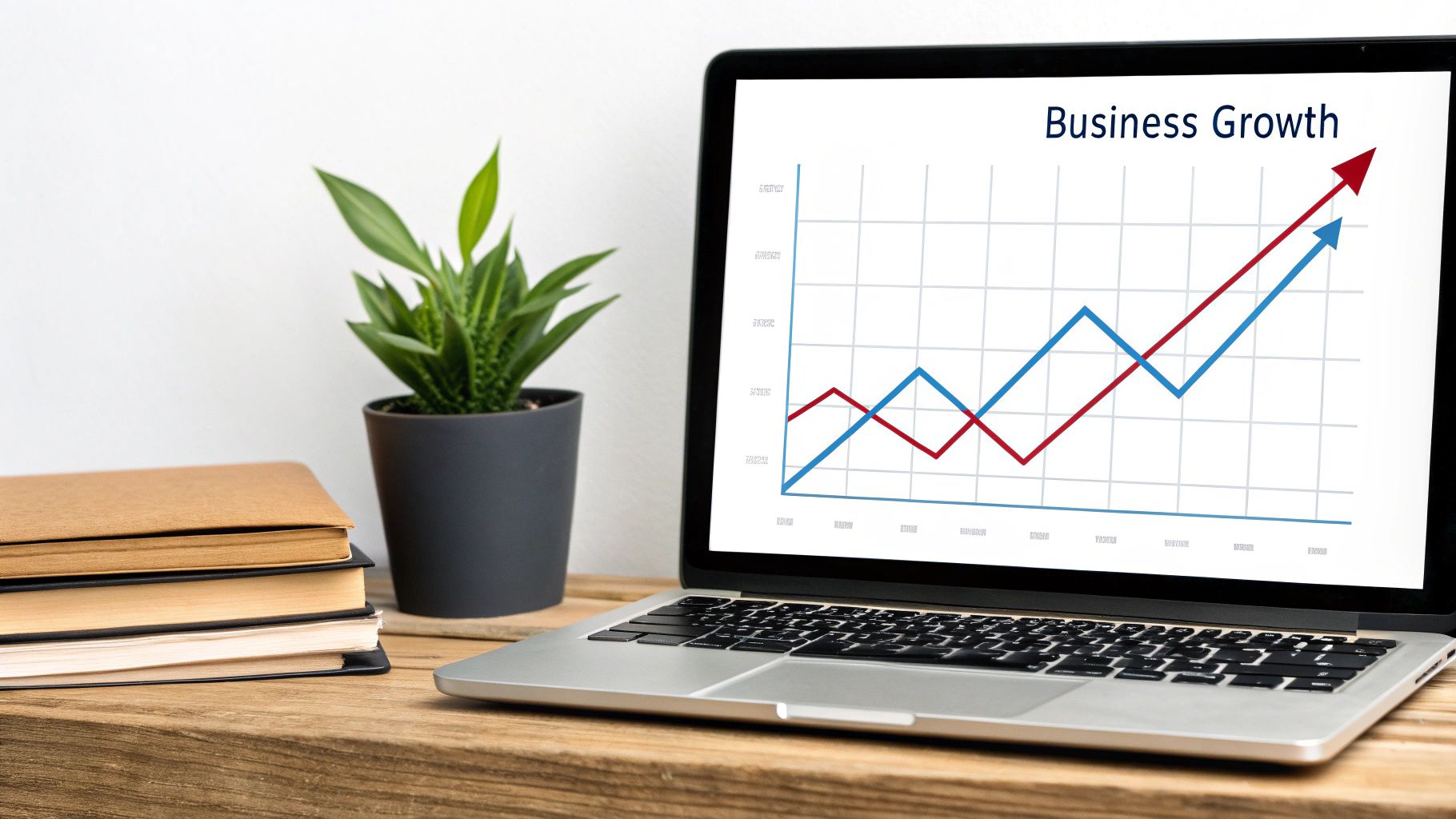 A graph showing business growth upwards