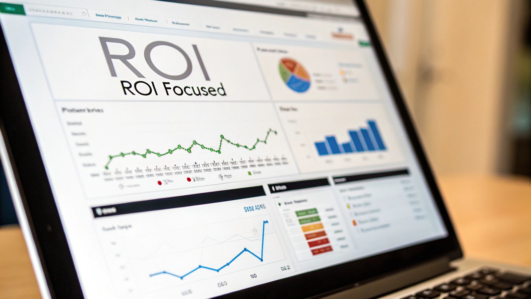 A dashboard showing key performance indicators like organic traffic growth and lead generation.