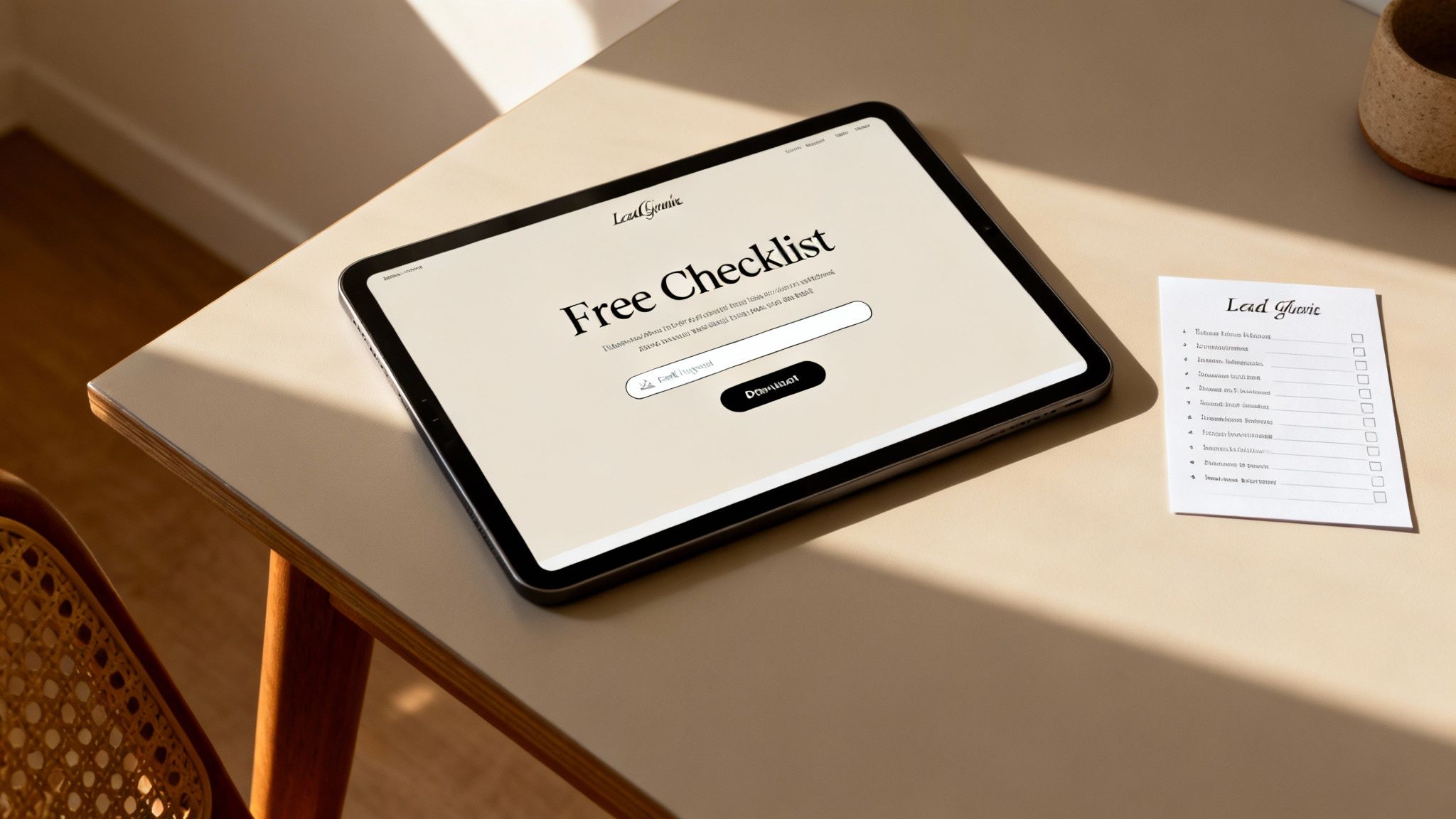 A gift box icon with a checkmark, symbolizing an irresistible offer or lead magnet.