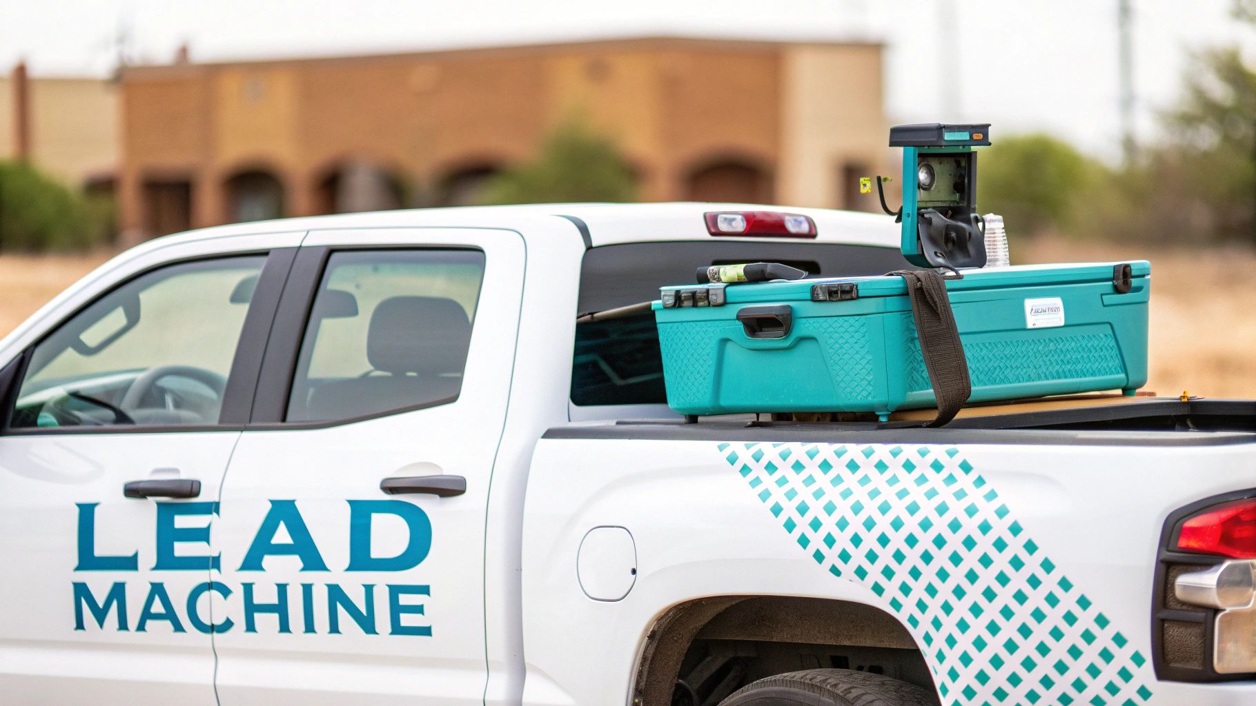 A contractor looking at a computer screen showing lead generation analytics, representing a lead machine.