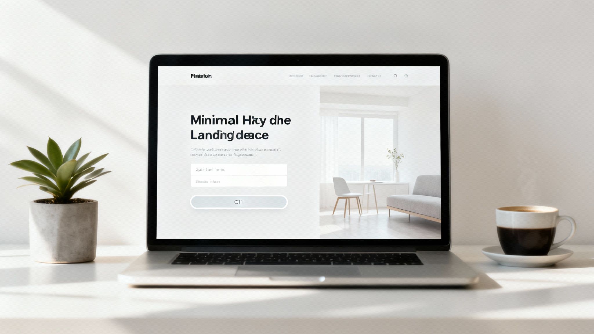 A modern, clean website design displayed on a laptop screen.