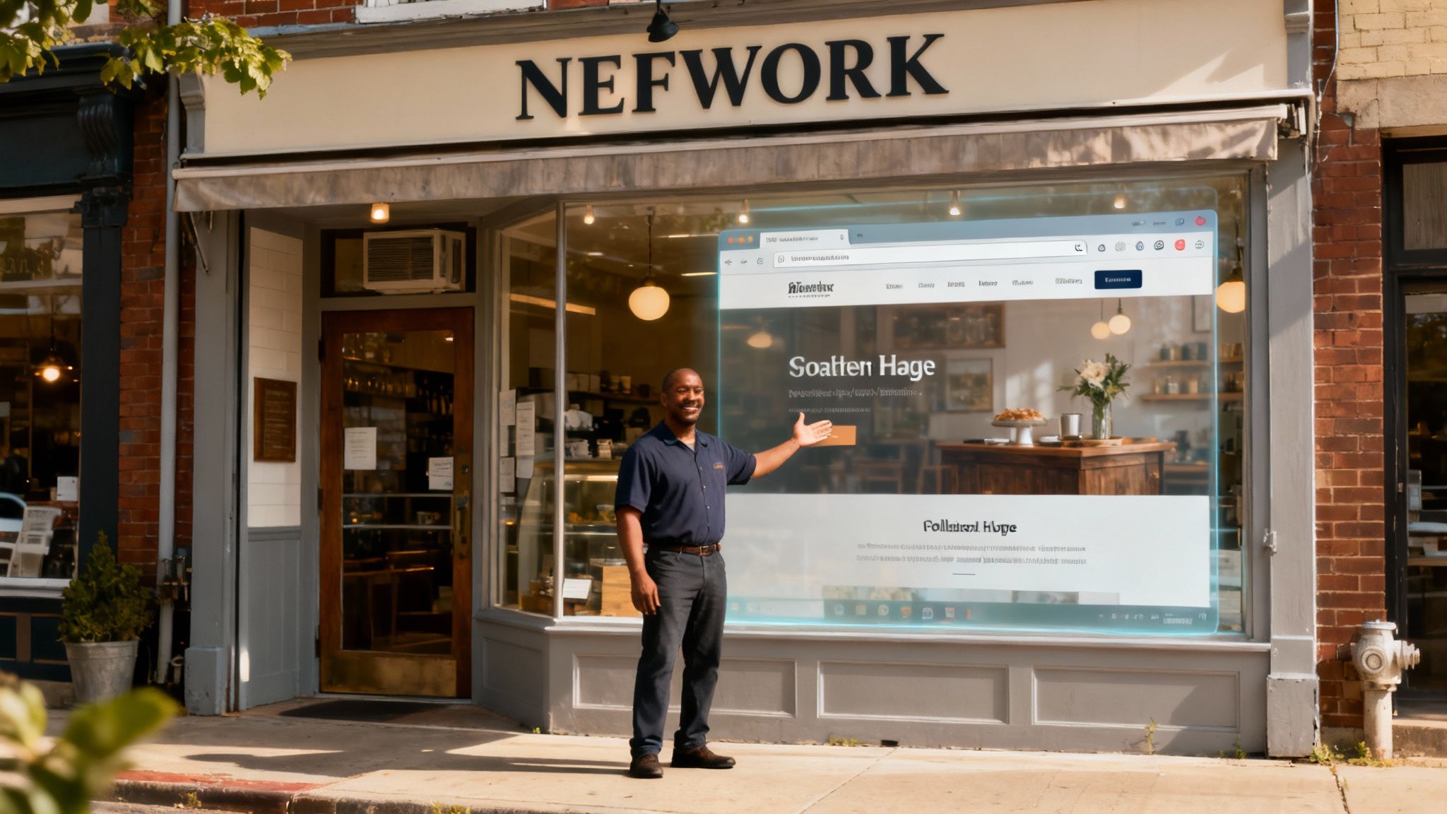 A person working on a laptop at a modern desk, representing website design in Newark.