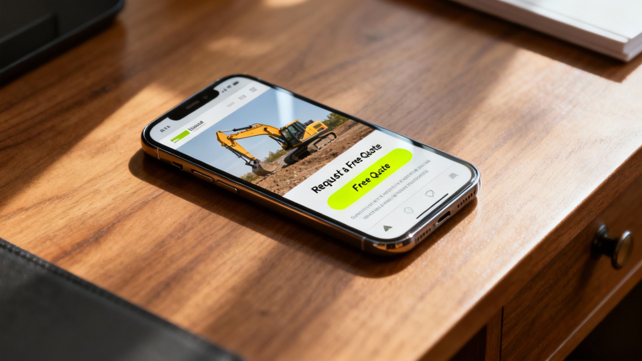 A bright, obvious 'Request a Free Quote' button on a website's homepage.