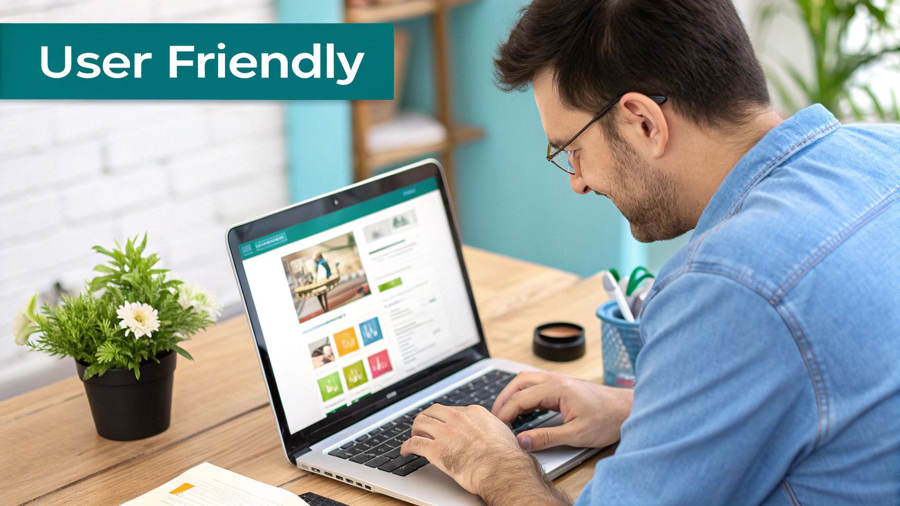 A clean, professional local business website on a tablet screen showing clear contact information