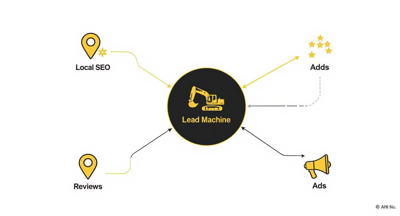 Infographic about lead machines for excavators