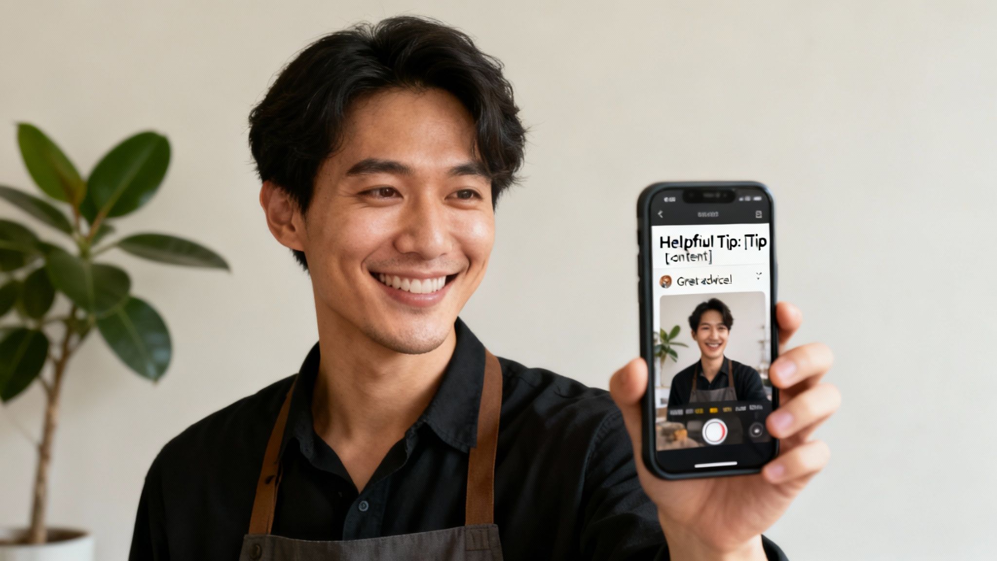 Friends laughing and using their phones at a coffee shop, representing social media connections.