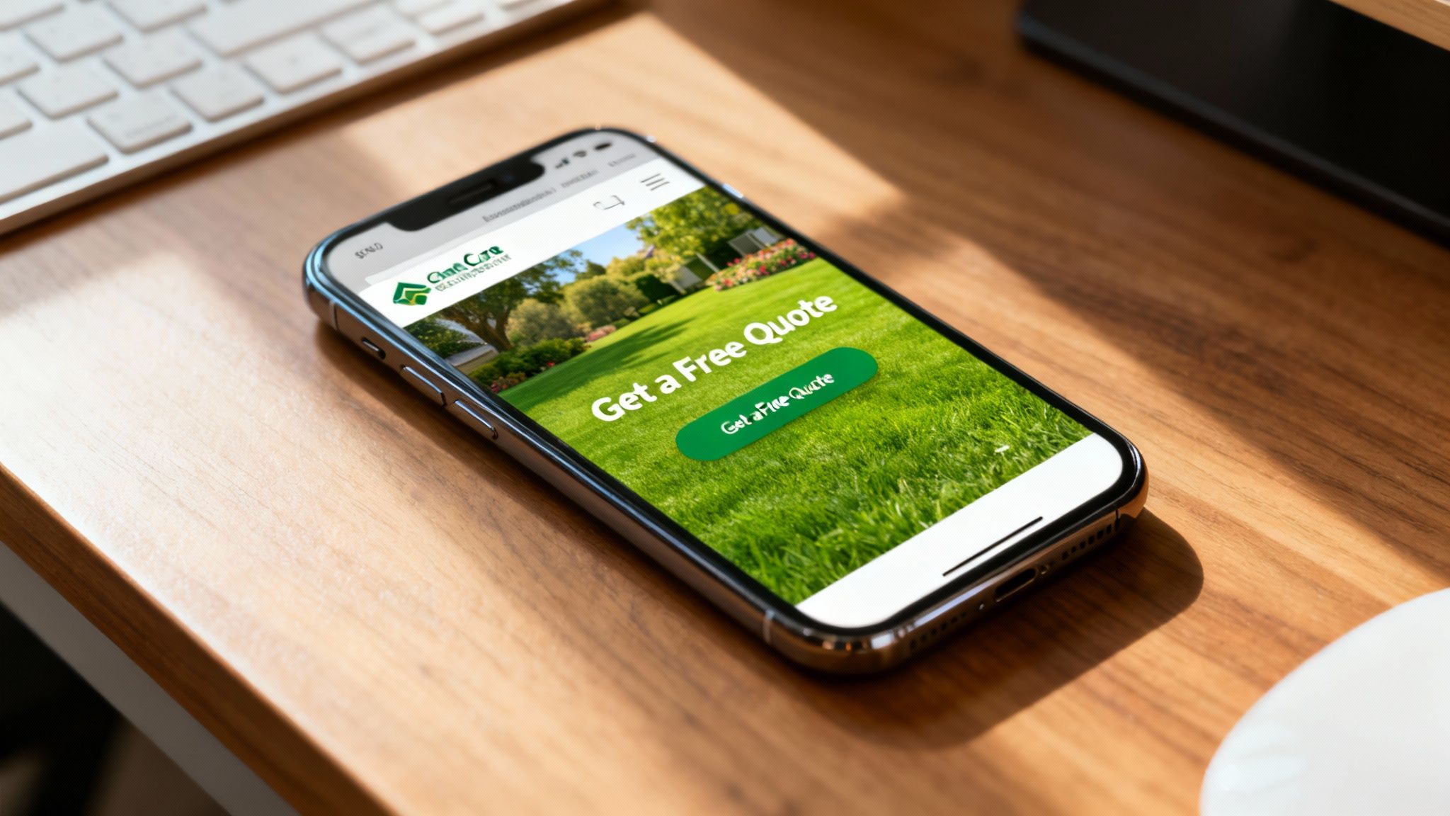 A professional lawn contractor website design on a laptop and smartphone