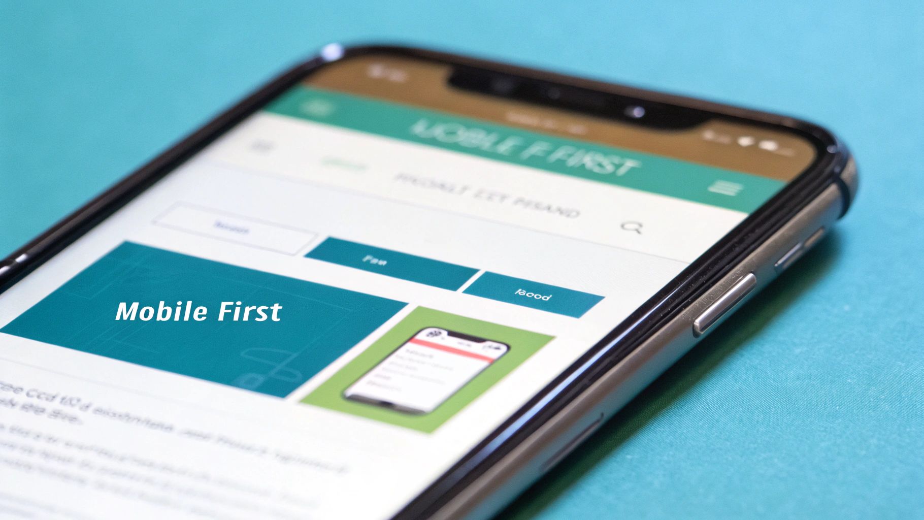 A close-up of a person using a smartphone to browse a clean, modern business website.
