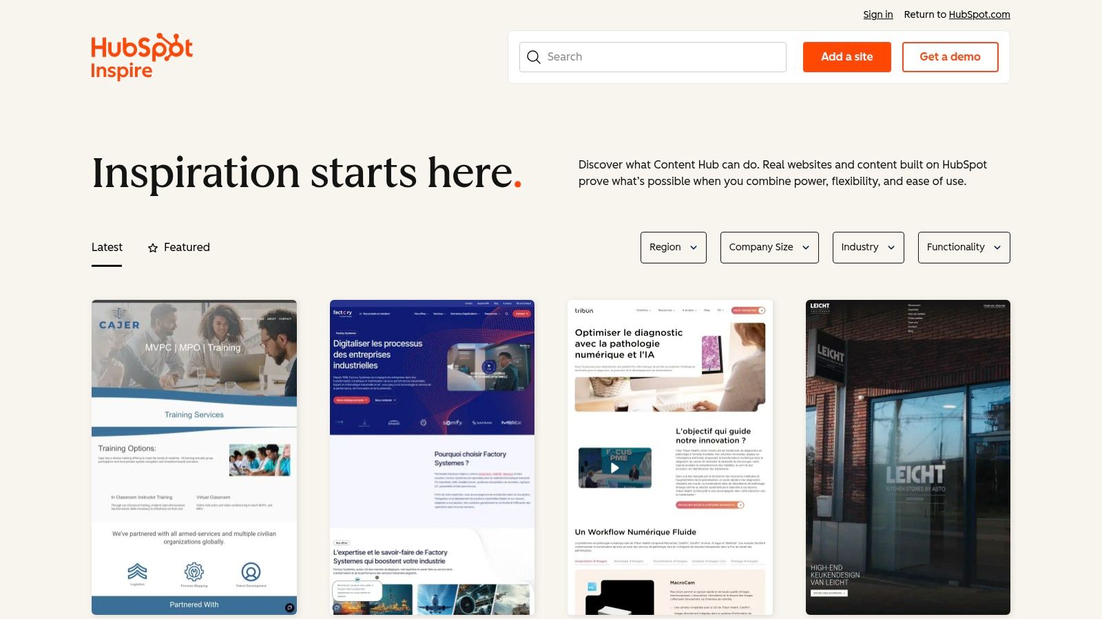 HubSpot (Inspire gallery & Template Marketplace)
