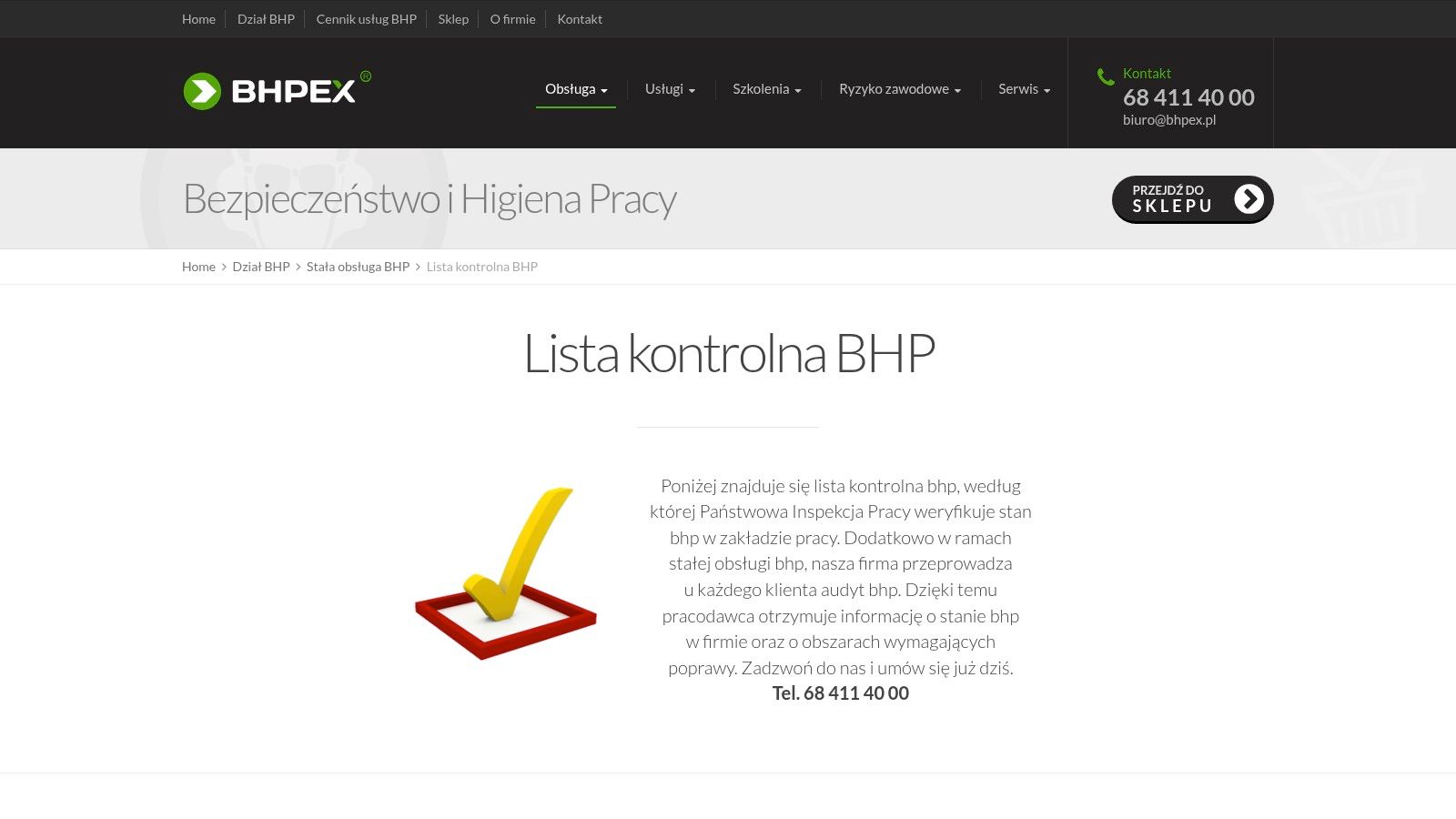 BHPEX (artykuł o liście kontrolnej PIP + sklep dokumentów)